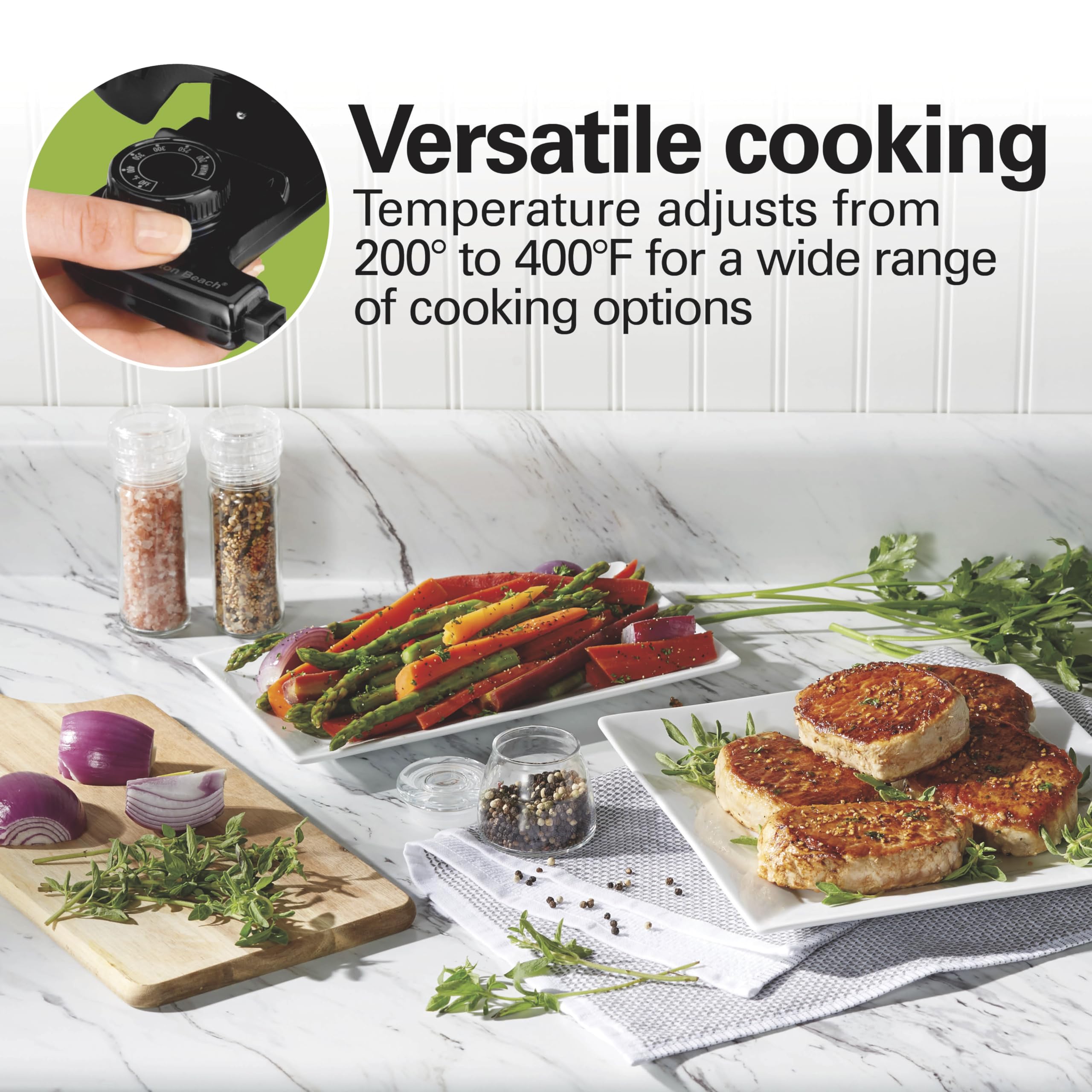 Hamilton Beach Electric Skillet With Pfas-Free Durathon Ceramic Coating, Removable 12X15    Pan, Adjustable Temperature, Reversi