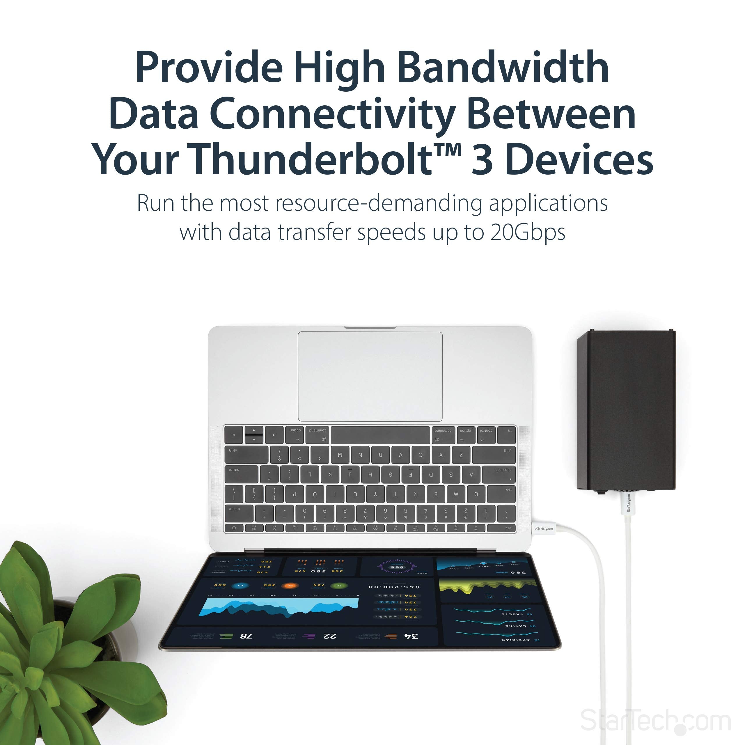 Startech.Com 6.6Ft (2M) Passive Thunderbolt 3 Cable, 20Gbps, 100W Pd, 4K Video, Thunderbolt Cable, Compatible With Usb4/Dp Alt M