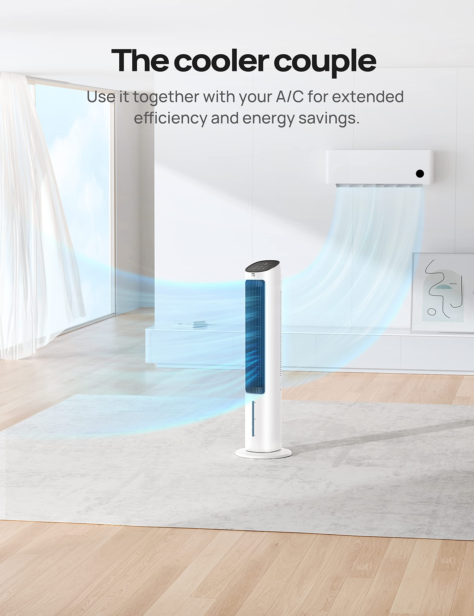 Dreo Tower Fans That Blow Cold Air, 40 Evaporative Air Cooler, Cooling Fan For Bedroom With 80 Oscillating, Ice Packs, Remote Co
