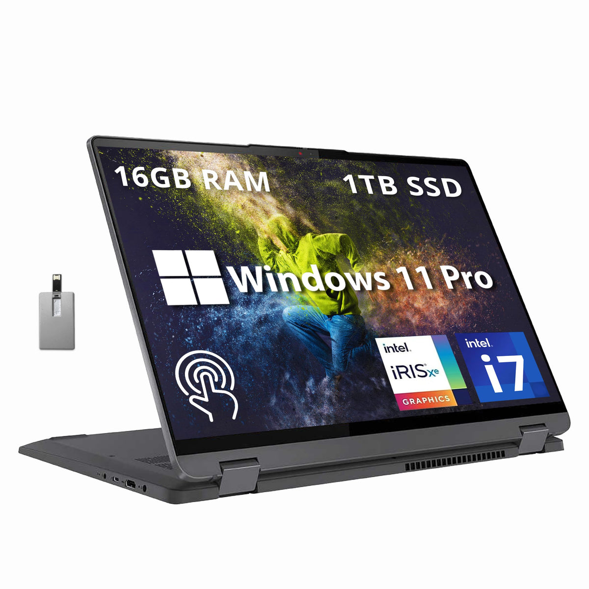 Lenovo Ideapad Flex 5 16'' 2 In 1 2.5K Ips Touchscreen Laptop, Intel Core I7 1255U, 16Gb Ram, 1Tb Ssd, Backlit Keyboard, Fingerp