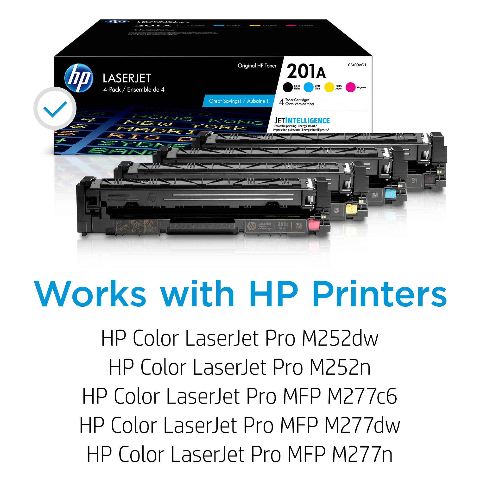 Hp 201A Black, Cyan, Magenta, Yellow Toner Cartridges (4-Pack) | Works With Hp Color Laserjet Pro M252, Hp Color Laserjet Pro Mf