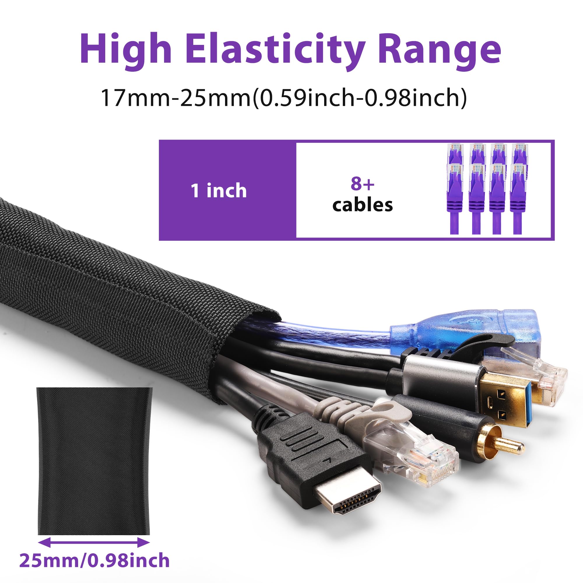 2Pack 5Ft   1Inch Pet Cord Protector Chew Proof, Yclyc Flexible Wire Loom Tubing Cable Sleeve, Black Easy Install Cable Organize