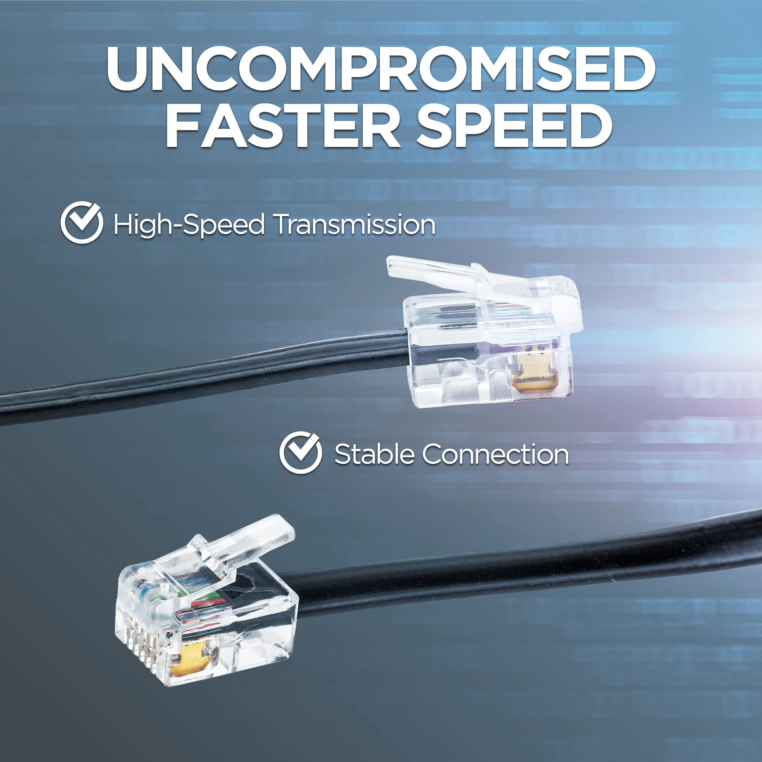 Volcora [2 Pack 5 Feet Rj11 / Rj12 Data Cable   Heavy Duty 6 Pins High Speed Extension For Cash Register Drawer, Telephone, Mode