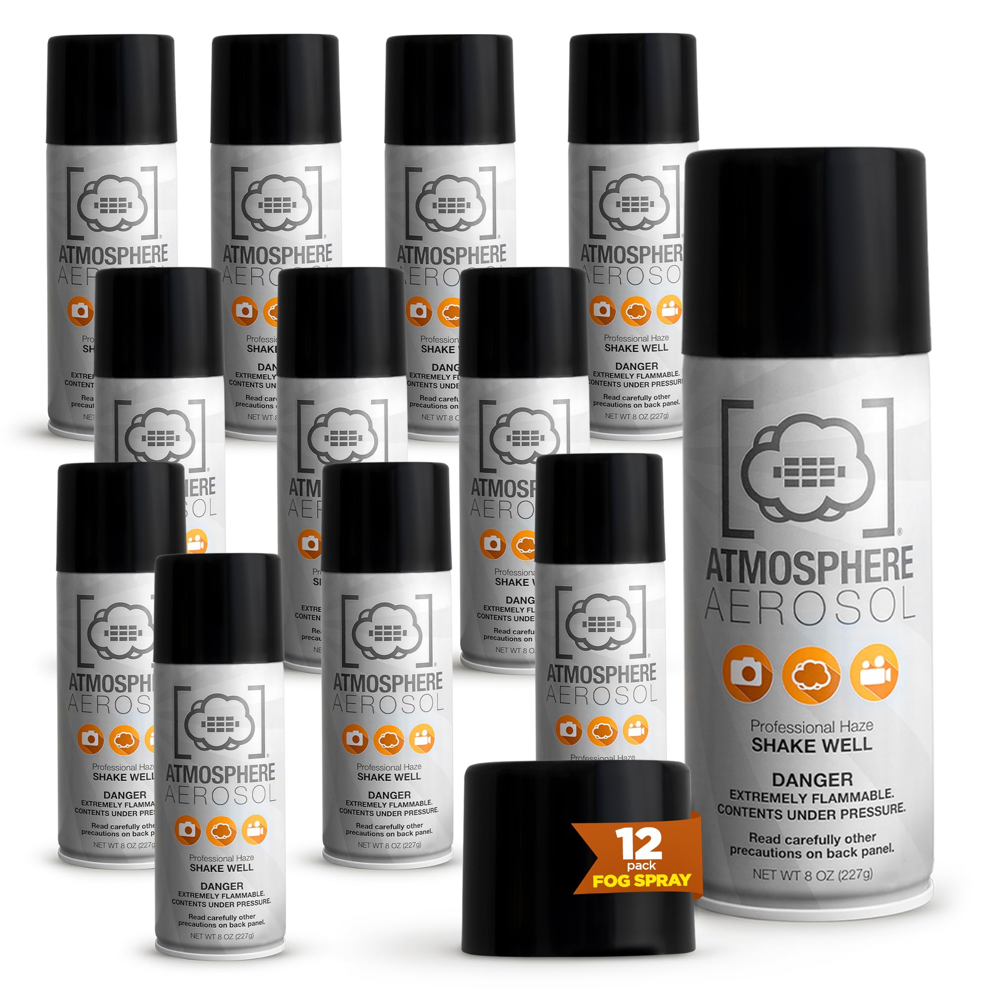 12 Pack Atmosphere Aerosol Haze/Fog Spray for Photography - Safe & Portable Mini Fog Machine Alternative - Smoke and Light Ray E