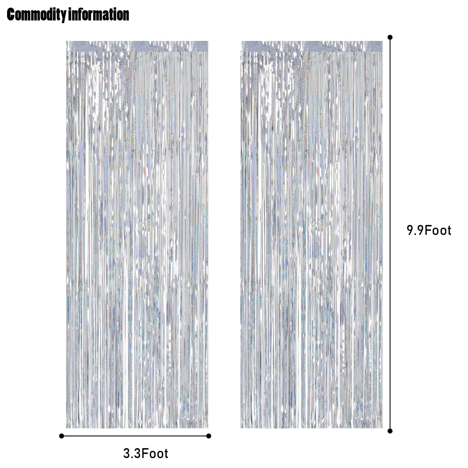 Canrevel 2 Pack 3.3X8.2 Feet Laser Silver Foil Fringe Backdrop Curtains, Tinsel Streamers Birthday Party Decorations, Fringe Bac