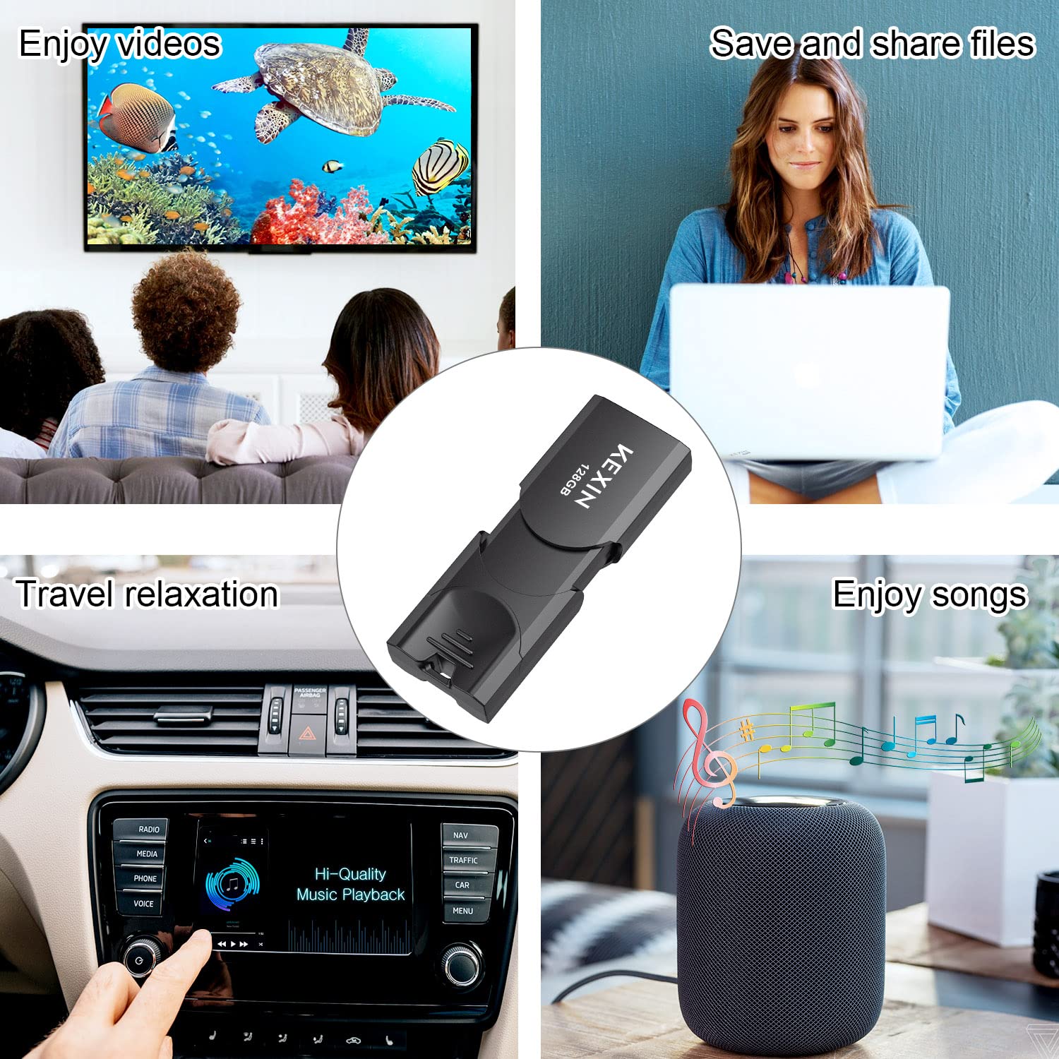 Kexin 128Gb Flash Drive Usb 3.0 Thumb Drive 128 Gb Usb Flash Drive Memory Stick Thumb Drives Jump Drive, 5 Pack Flash Drive 128G