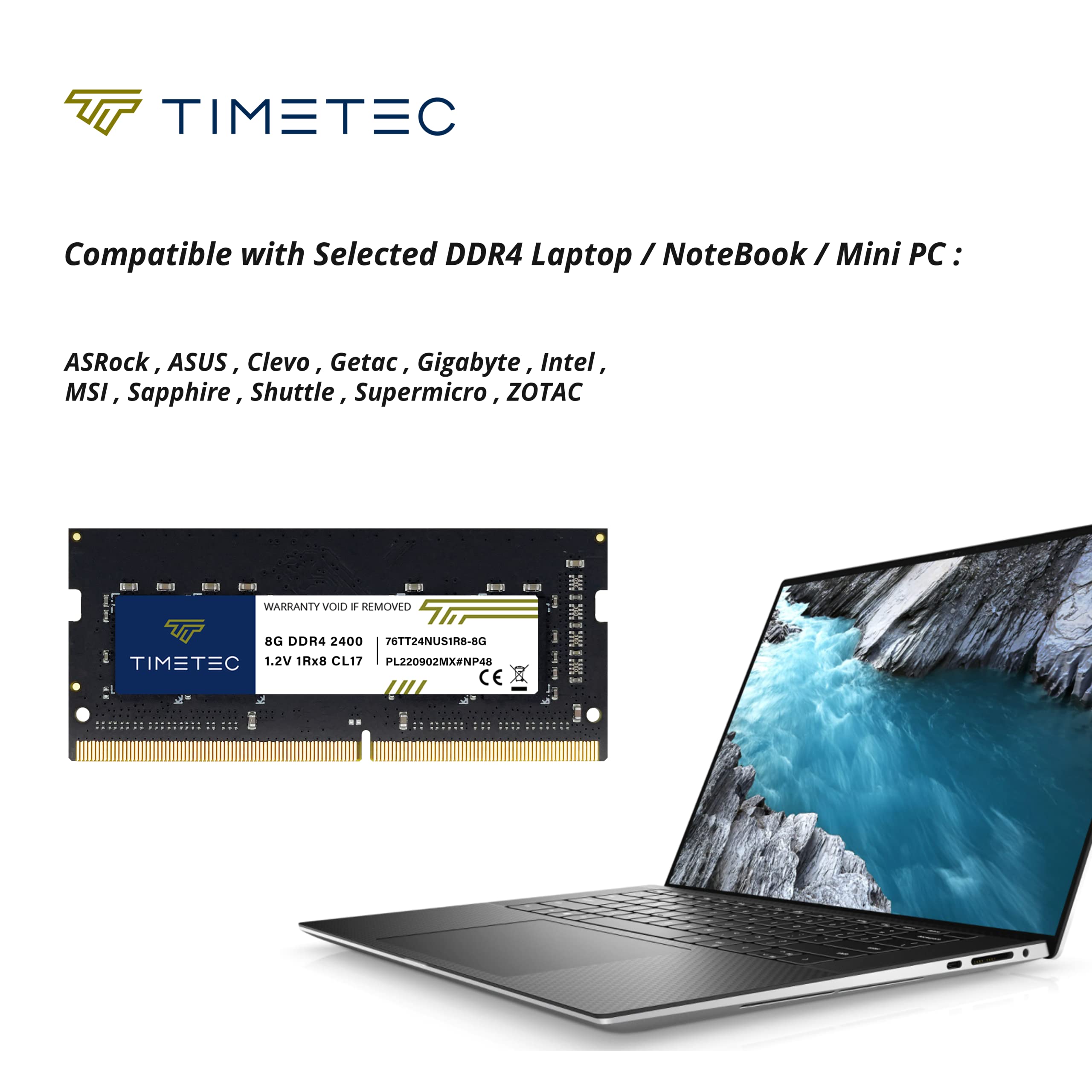 Timetec 80Gb Kit(10X8Gb) Ddr4 2400Mhz Pc4 19200 Non Ecc Unbuffered 1.2V Cl17 1Rx8 Single Rank 260 Pin Sodimm Laptop Notebook Pc