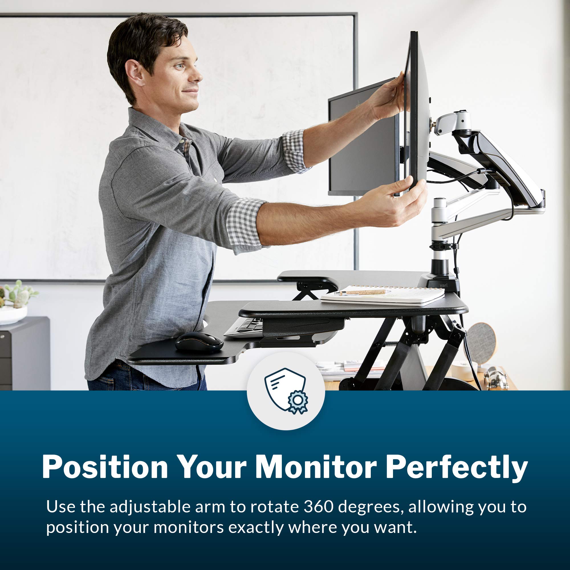 Vari Dual Monitor Arm   Vesa Monitor Mount W/ 360 Degree Adjustment   Monitors Up To 27 Inches, 19.8 Lbs   Double Monitor Arms W
