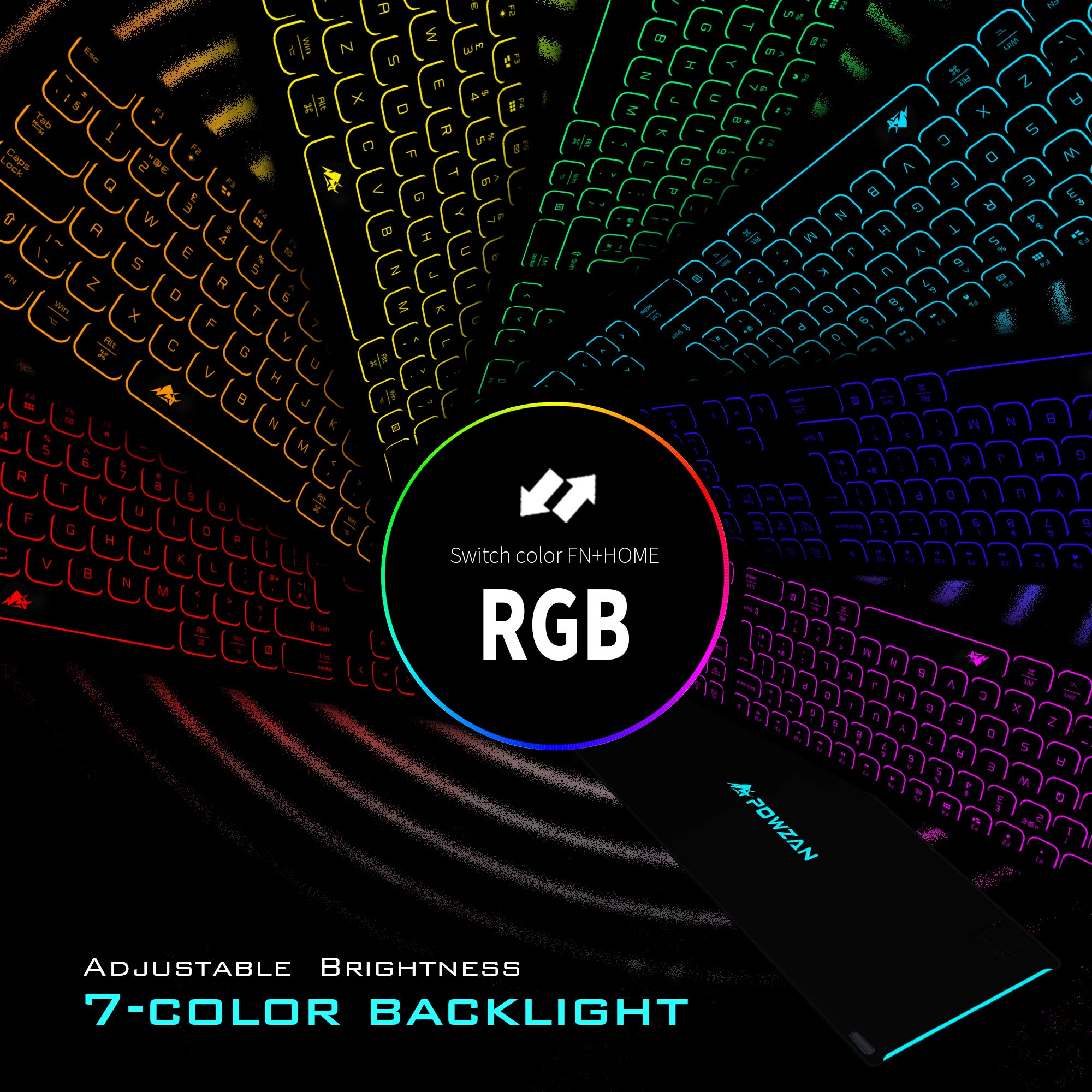 Powzan Aluminum Quiet Wired Keyboard Backlit  Slim Chiclet Keyboard Compatible With Apple Imac, Macbook, Mac And Pc, Usb Keyboar