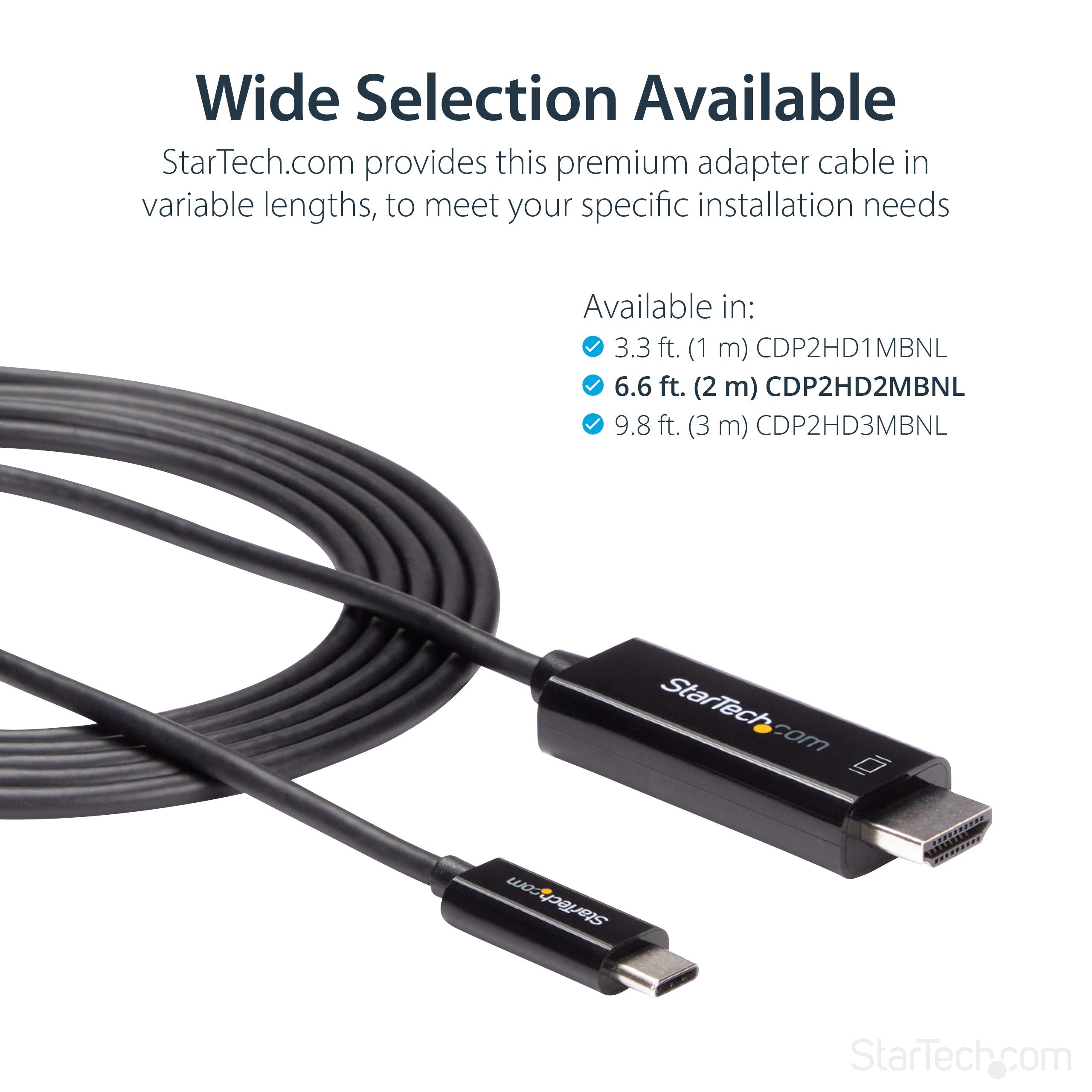 Startech.Com 6Ft (2M) Usb C To Hdmi Cable   4K 60Hz Usb Type C To Hdmi 2.0 Video Adapter Cable   Thunderbolt 3 Compatible   Lapt