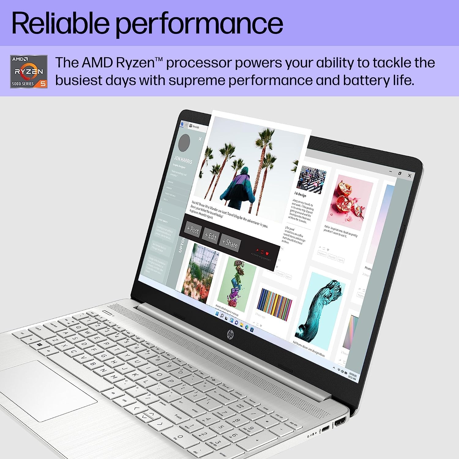 Hp 15.6'' Hd Business Laptop, 6 Core Amd Ryzen 5 5500U(Up To 4.0Ghz), 32Gb Ram, 1Tb Pcie Ssd, Usb A&C, Wifi, Fast Charge, Window