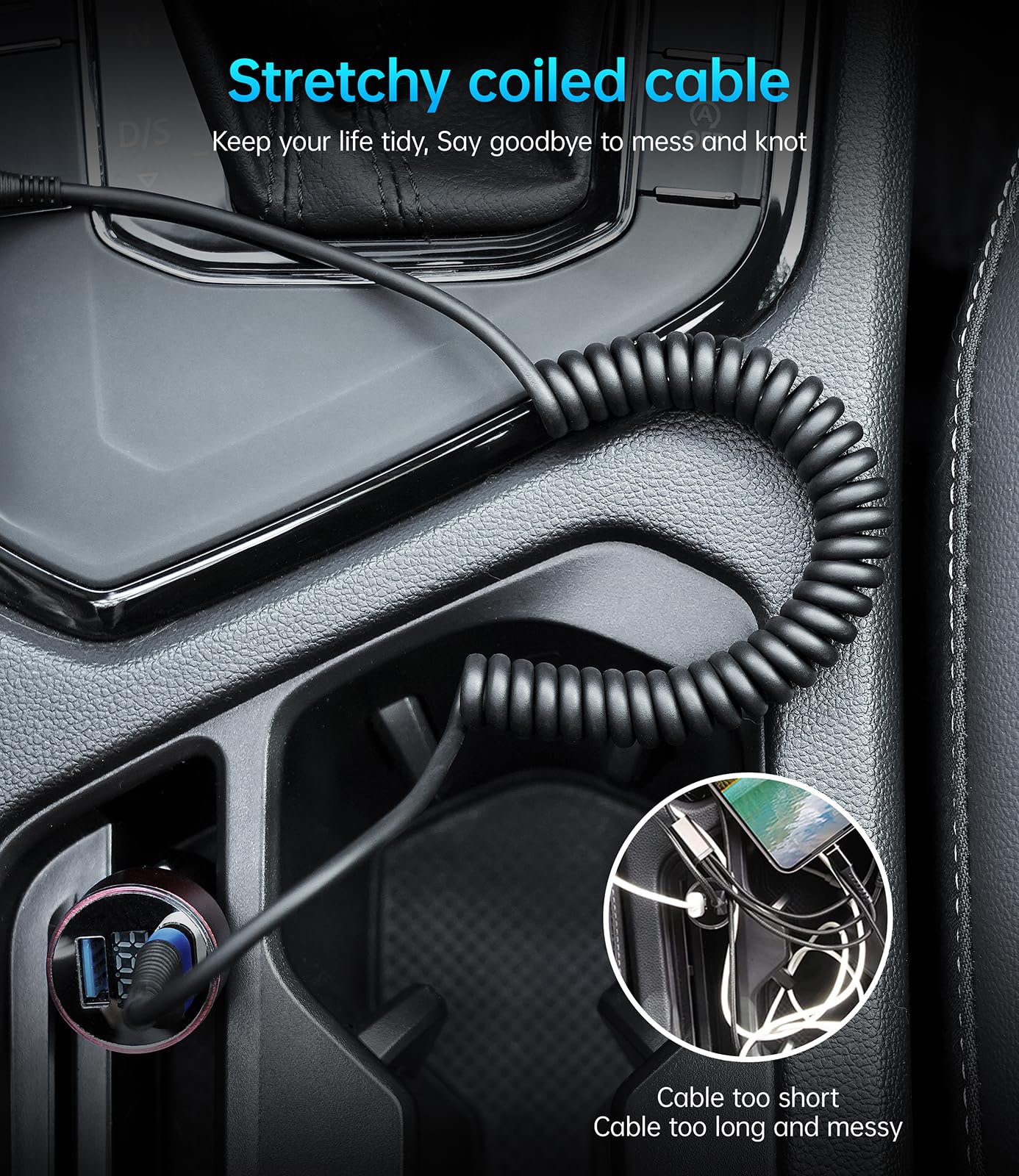 Usb C Cable 3Ft 2Pack Coiled Usb A To Usb C Charge Cord For Car, Usb C Charging Cable Compatible With Samsung Galaxy S20 S10 S9