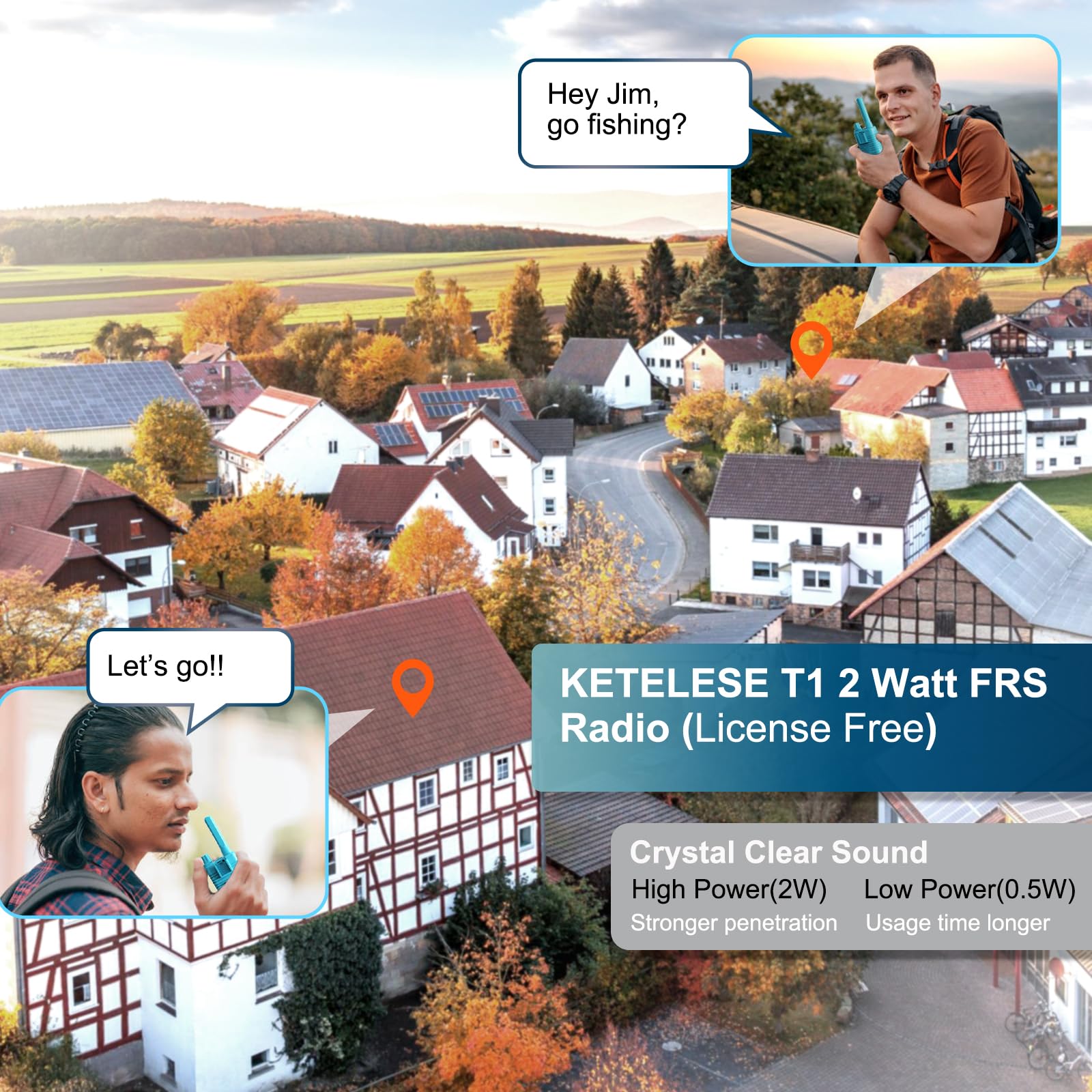 Ketelese Walkie Talkies Long Range With Acoustic Tube Earpiece, Portable Frs Two Way Radios, Usb C Rechargeable Walky Talky For