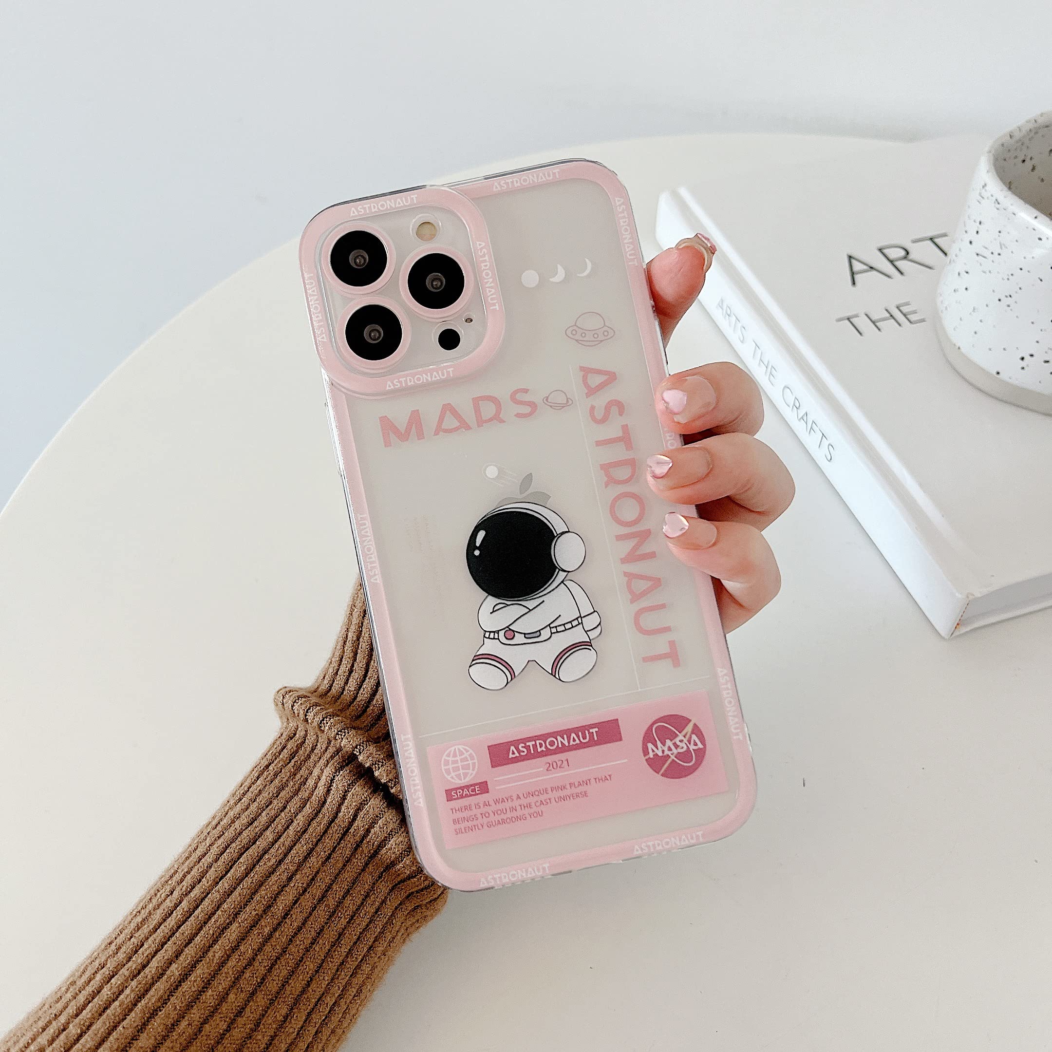 Yonds Queen For Iphone 13 Pro Max Clear Cute Case, Cool Cartoon Astronaut Space Rocket Moon Design Stylish Tpu Bumper Shockproof