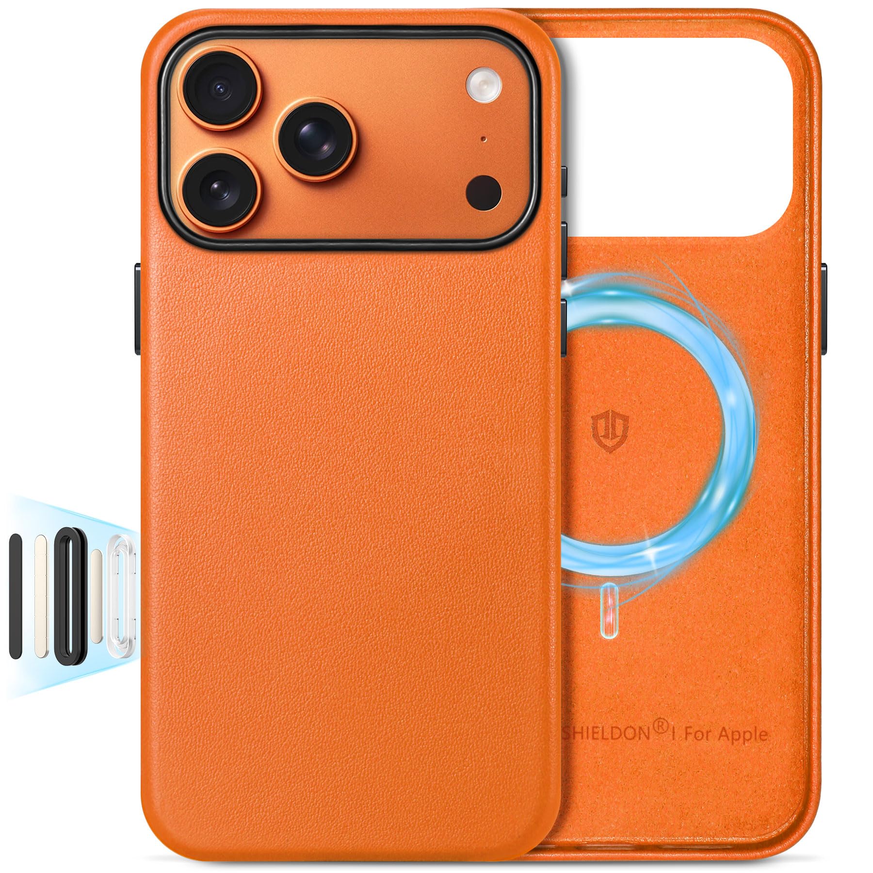 SHIELDON Genuine Leather Case for iPhone 17 Pro Max 6.9 2025 | Compatible with Magsafe, Updated Camera Button, Magnetic Wireless