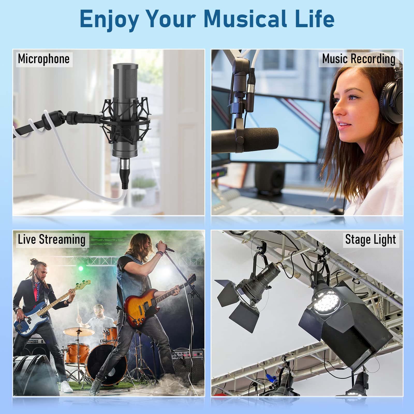 Ebxya Xlr Cable 50Ft 2 Packs   Premium Balanced Microphone Cable With 3 Pin Xlr Male To Female Mic Speaker Cable, White