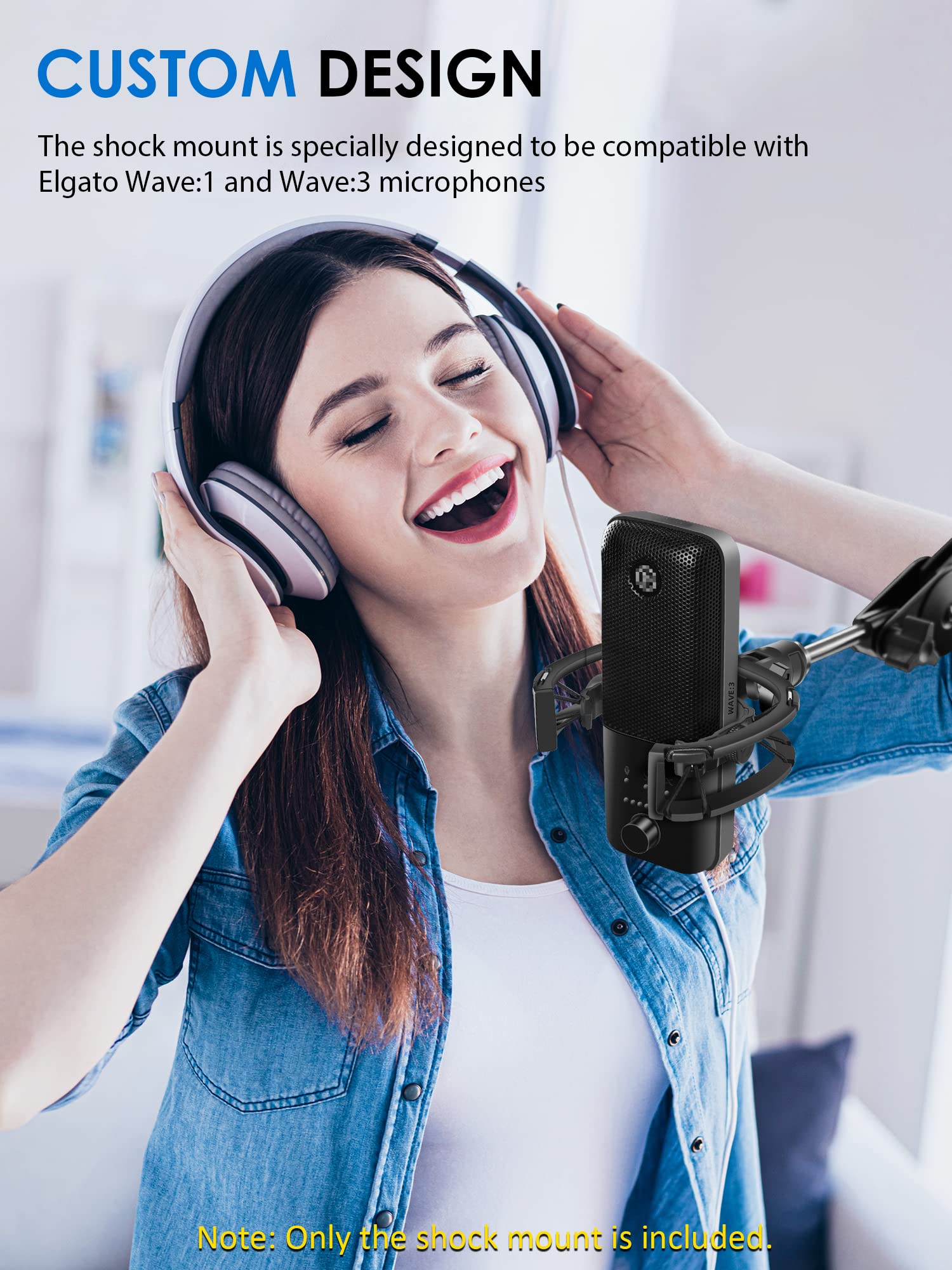 Borenbuir Wave Shock Mount, [Custom Built For Wave Mic] Anti Vibration Suspension Shock Mount Holder Clip Compatible With Elgato