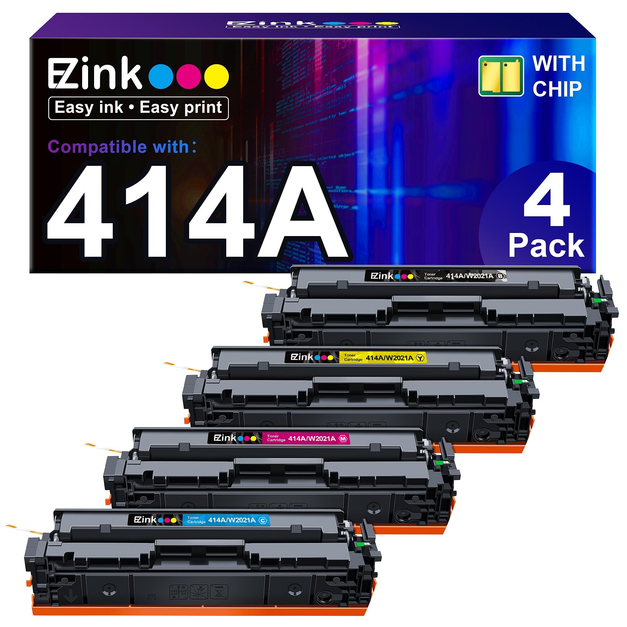 E Z Ink Compatible Toner Cartridges Replacement For Hp 414A Hp 414X 414A Toner (With Chip) To Use With Hp Color Pro M454Dw Mfp M