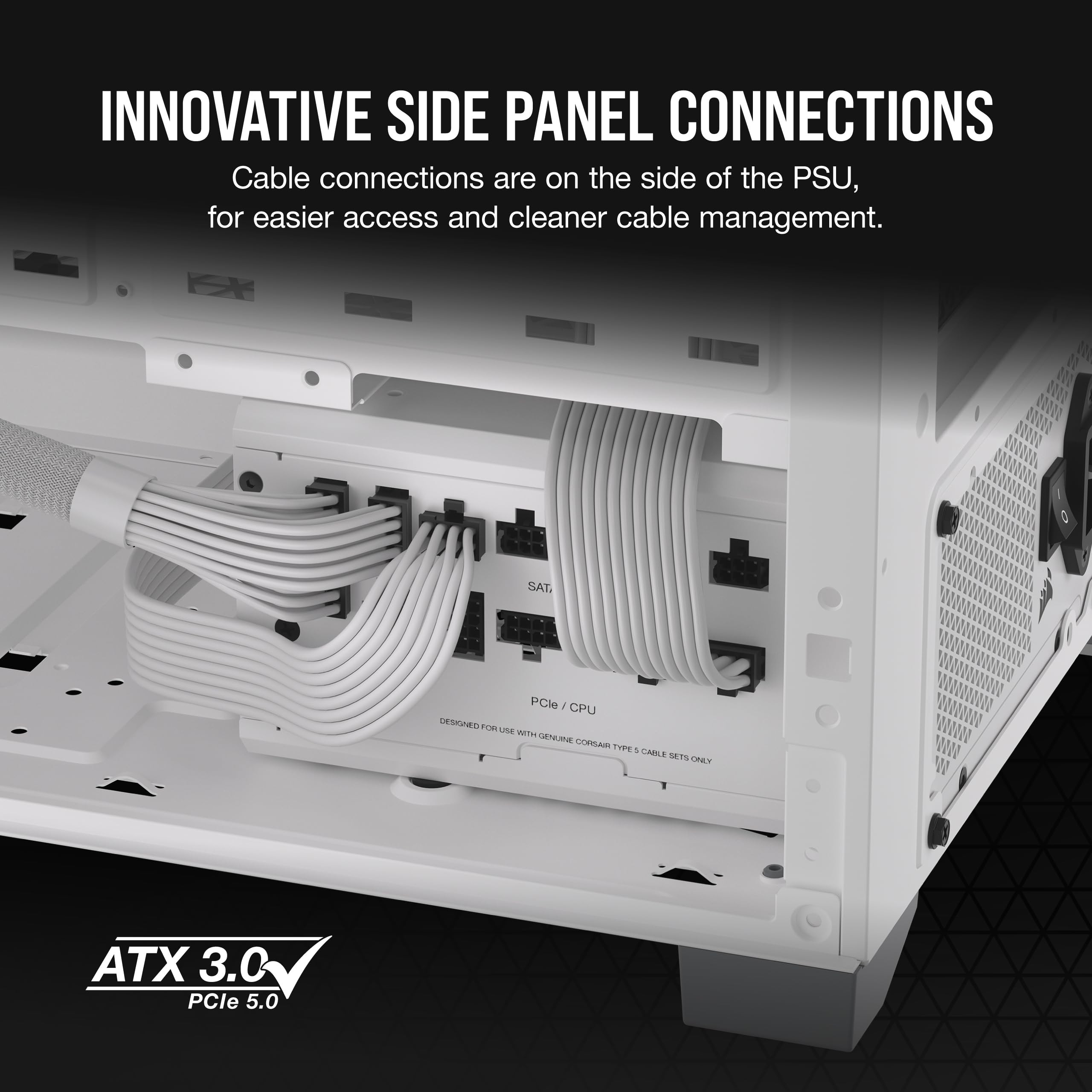 Corsair Rm850X Shift Fully Modular Atx Power Supply - 80 Plus Gold - Atx 3.0 - Pcie 5.0 - Zero Rpm - Modular Side Interface - Wh