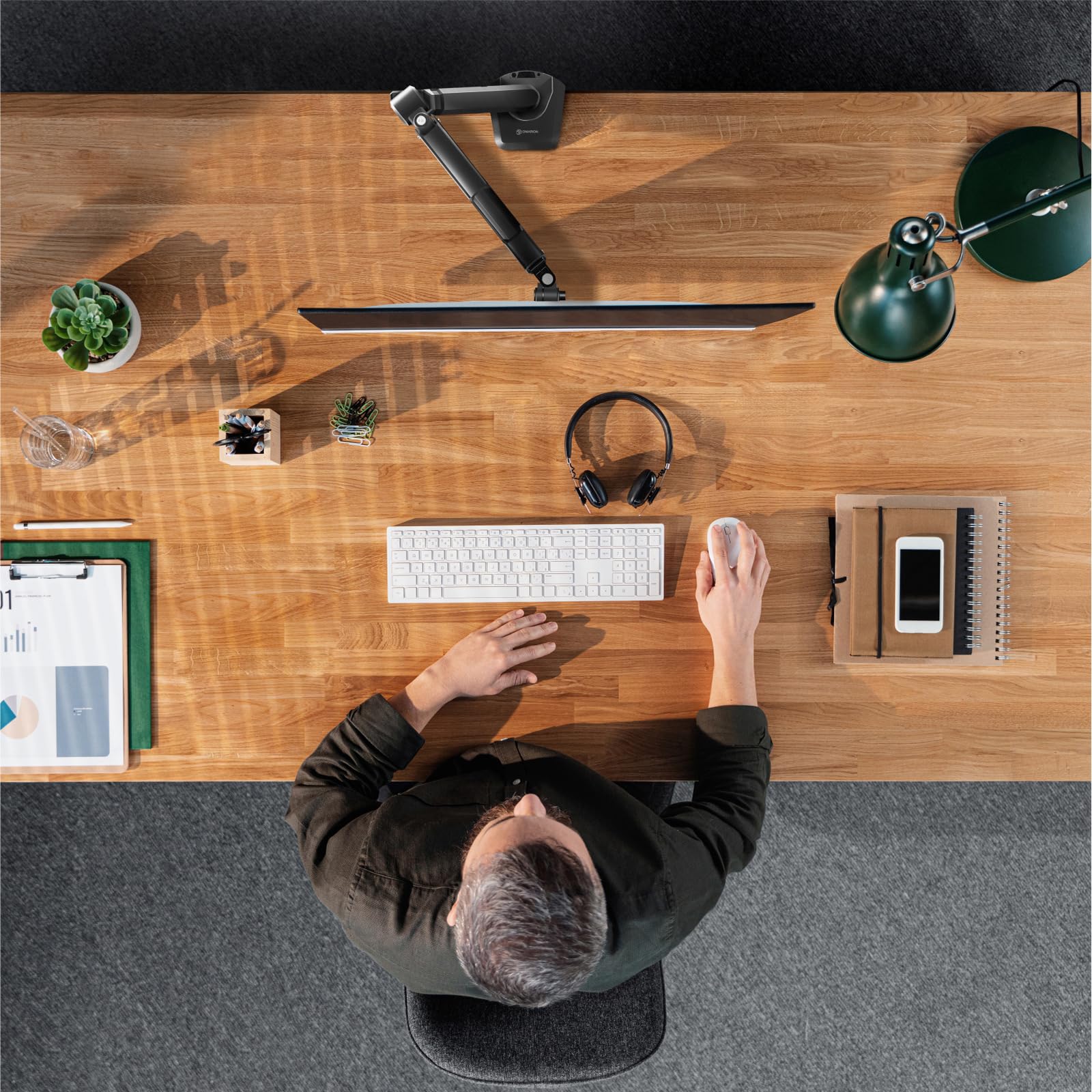 Onkron Single Monitor Desk Mount For 13 34 Inch Screens, Up To 22 Lbs, Pc Monitor Arm, Gas Spring, 75X75 & 100X100 Vesa, Full Mo