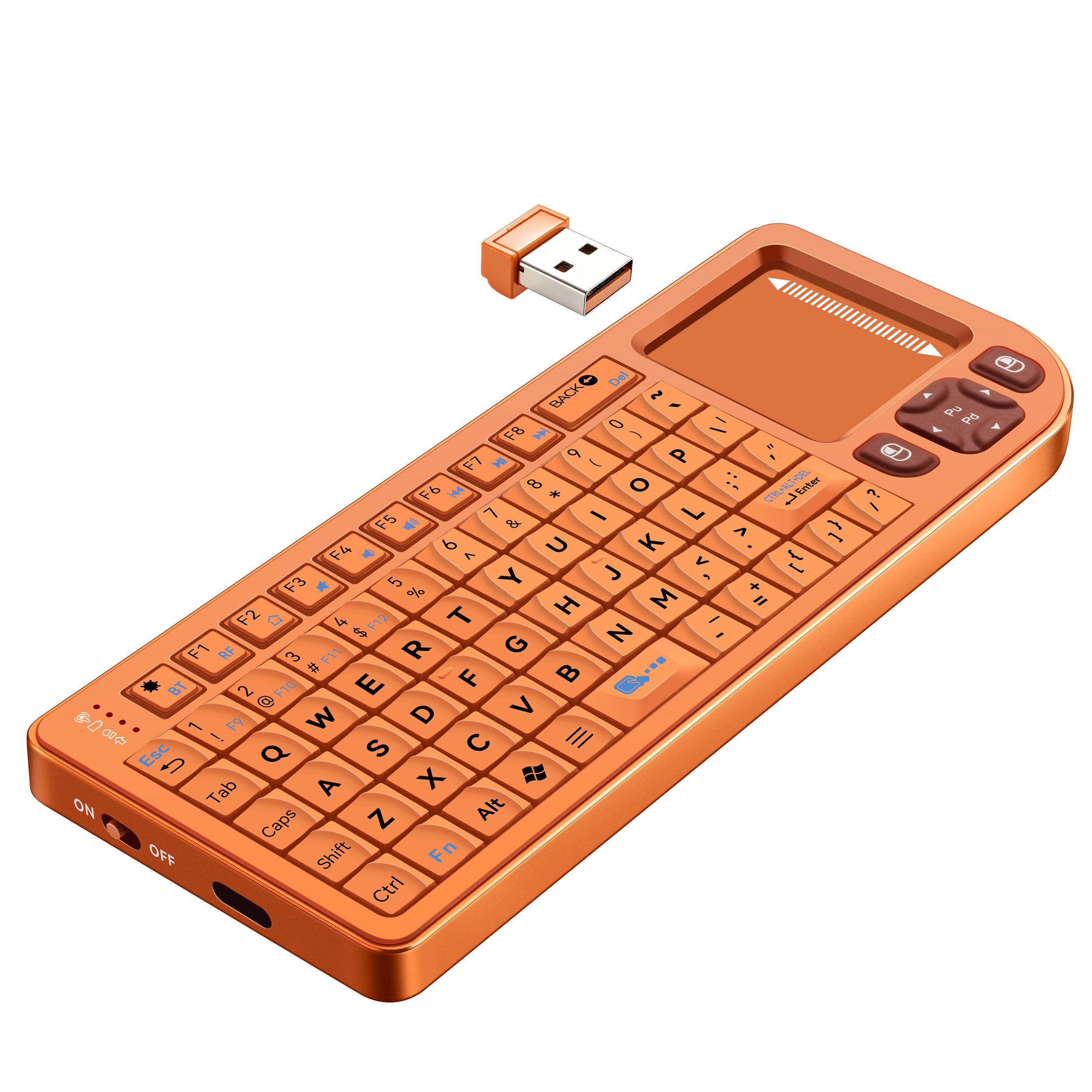 K809 Mini Wireless Keyboard with Touchpad, Easy Media Control  Orange