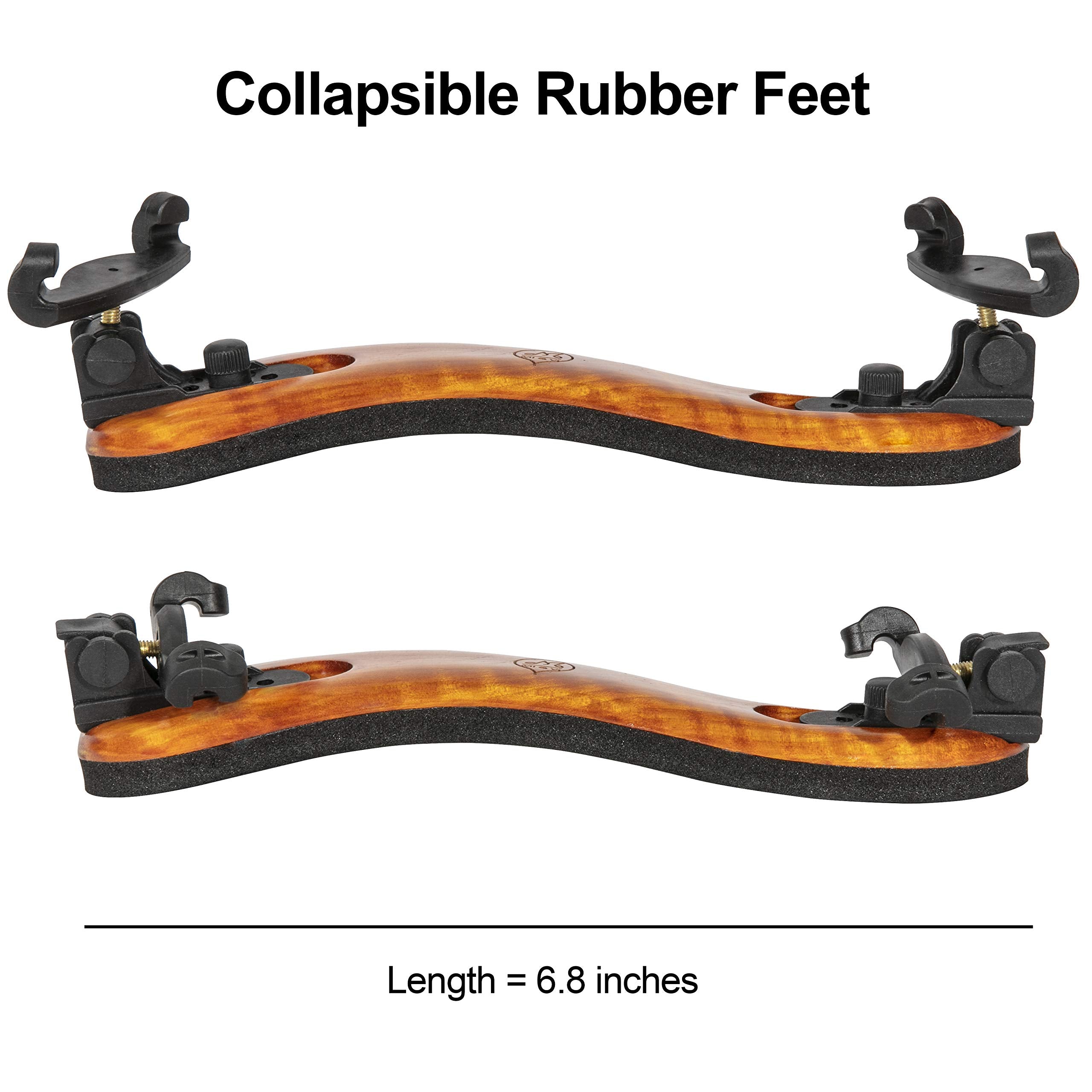 Classic Violin Shoulder Rest (Violin 1/2 1/4 & Viola 12'' 11'') With Adjustable Height | Collapsible | Real Maple Wood| Excellen