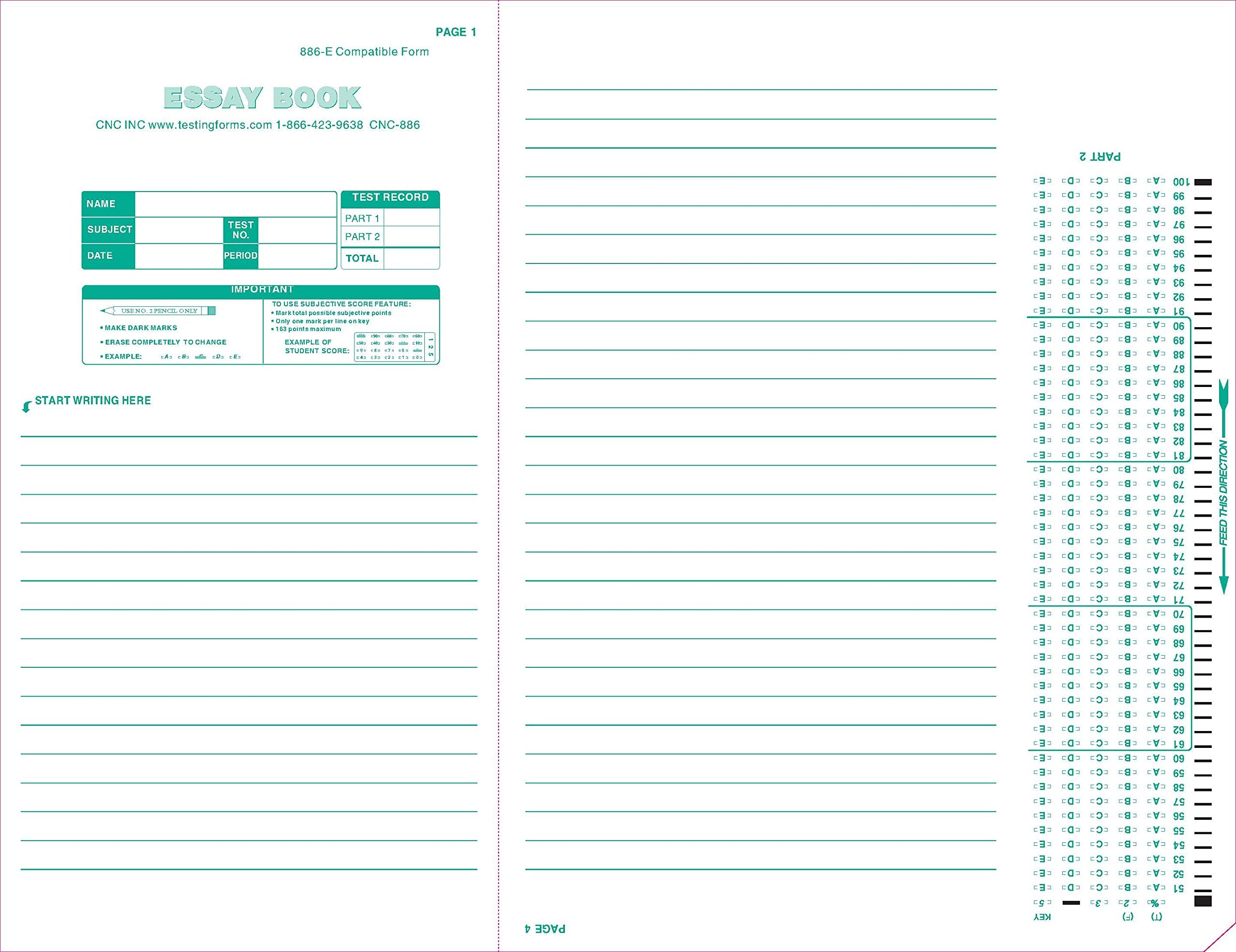Test 886E 886 E 100 Question Compatible Testing Forms (50 Sheet Pack)