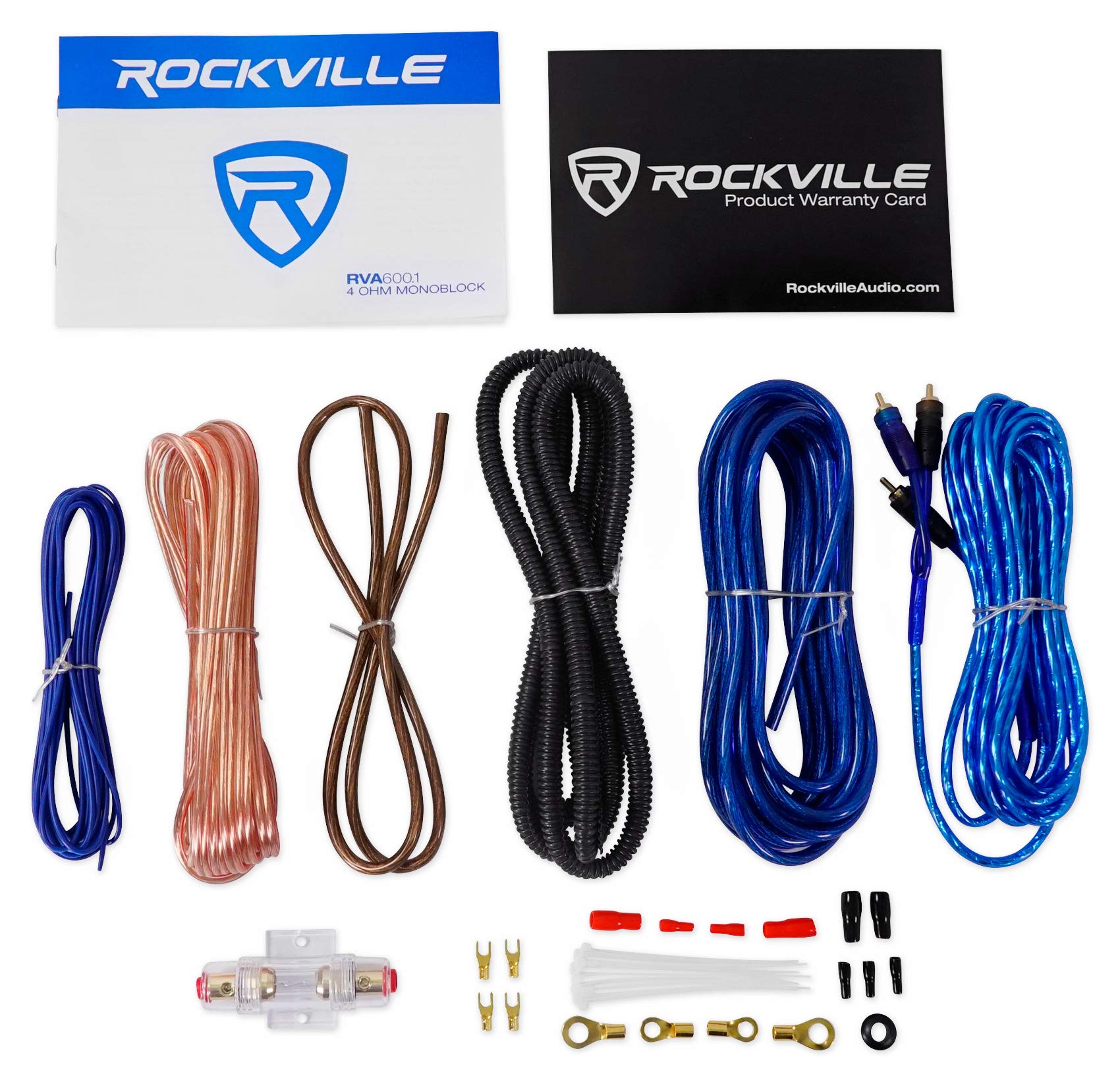 Rockville Rv10.1D 500W 10'' Loaded Car Subwoofer Enclosure+Mono Amplifier+Amp Kit,Black