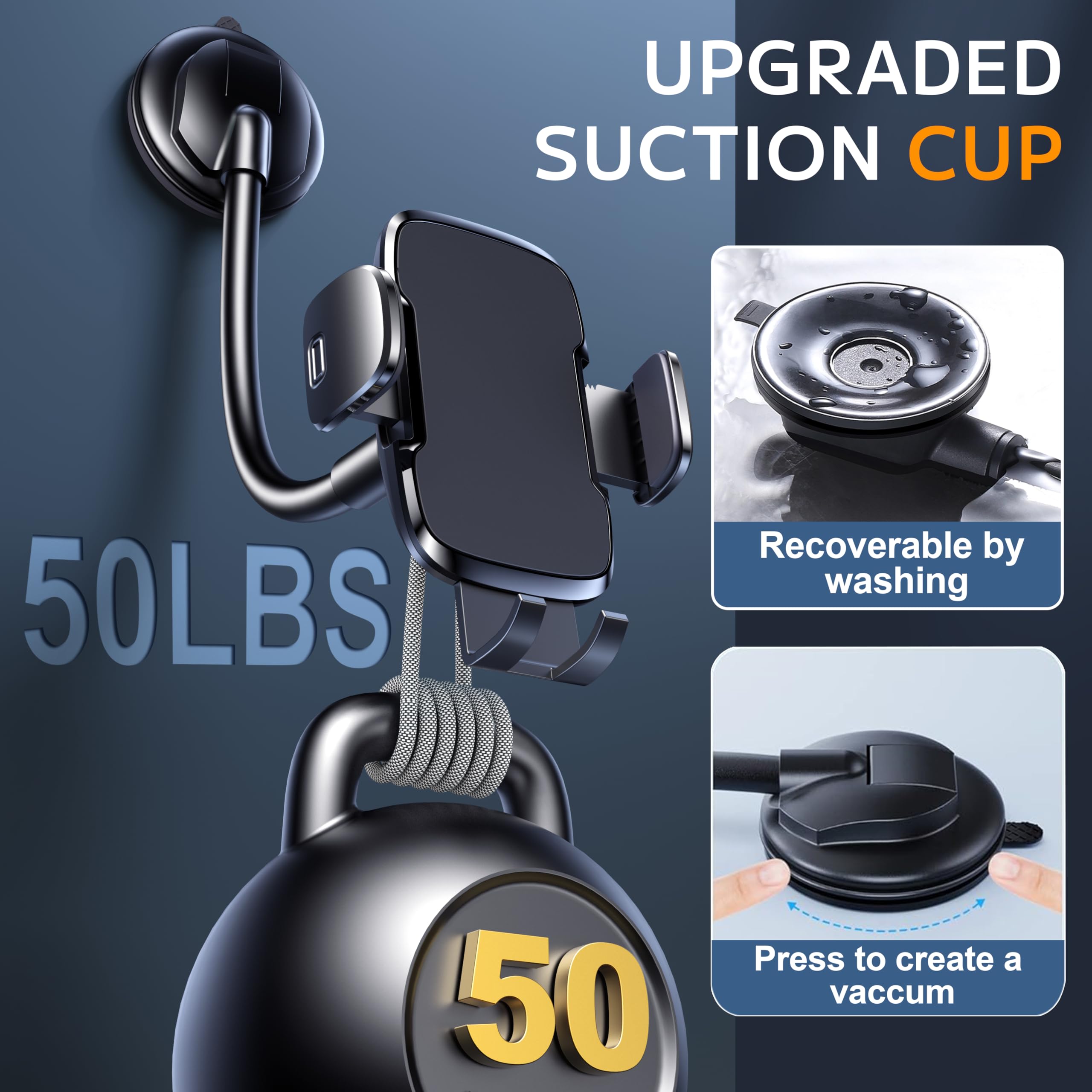 Ticilfo Phone Holders For Your Car [Gooseneck Flexible] Phone Stand For Car Dashboard Windshield Automotive Accessories [Strong