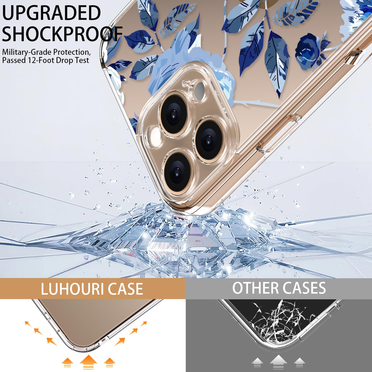 Luhouri For Iphone 16 Pro Case With Screen Protector   Crystal Clear Cover  Fashionable Pattern Design  Wireless Charging  Slim