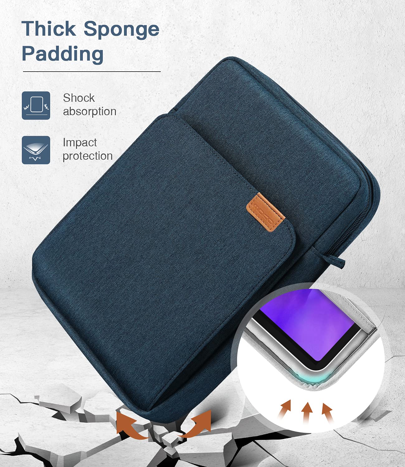 MoKo 9 11 Inch Tablet Sleeve Bag Handle Carrying Case with Shoulder Strap Fits New 11 inch iPad Pro M4/iPad Air M2, iPad 10th 10.9, iPad 9/8/7th 10.2, iPad Air 5/4th 10.9, Tab S8/S9 11, Indigo