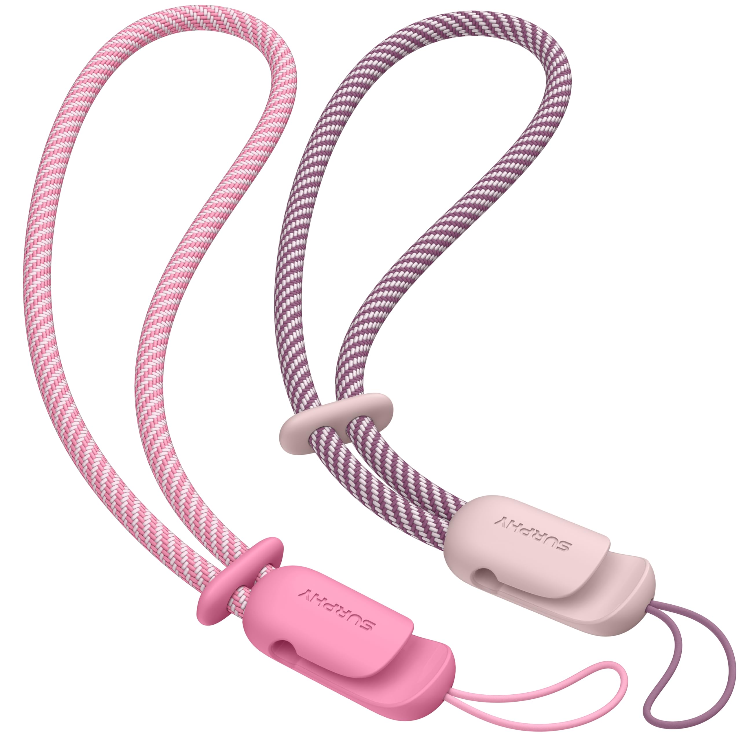 Surphy 2 Pack Lanyard, Phone Strap, Adjustable Phone Lanyard With Two Color Braided, Wrist Strap For Airpods, Camera (Pink & Ros