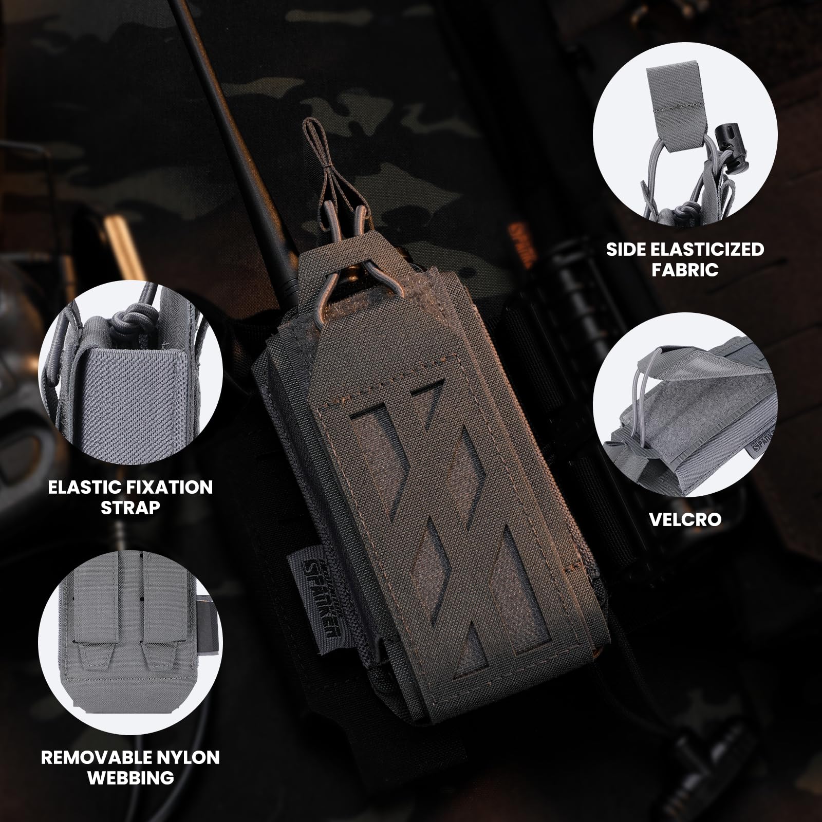 Excellent Elite Spanker Tactical Universal Radio Holster Holder Molle Radio Pouch Adjustable For Duty Belt,Vest For Two Ways Wal