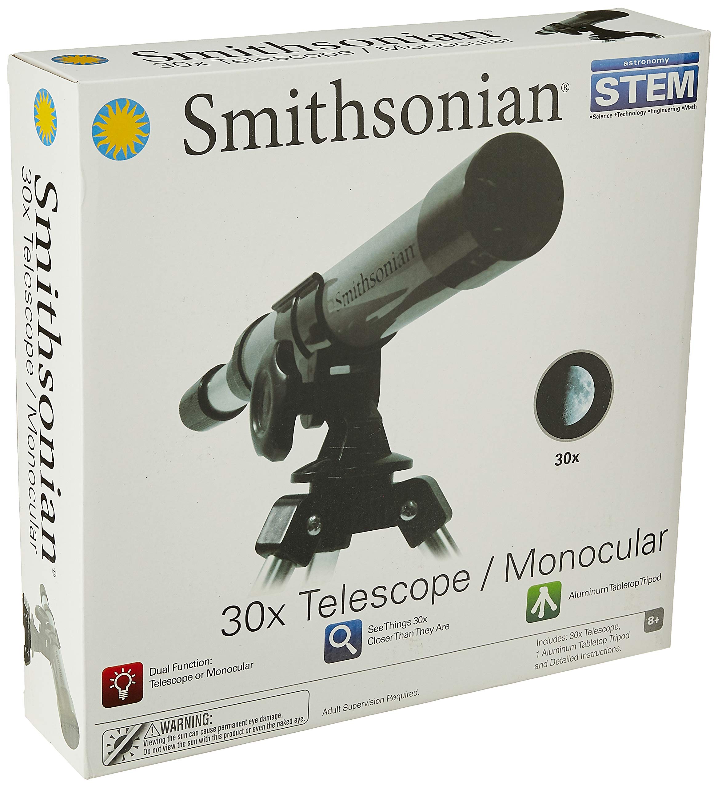 Smithsonian Stem 30X Telescope With Aluminum Tabletop Tripod