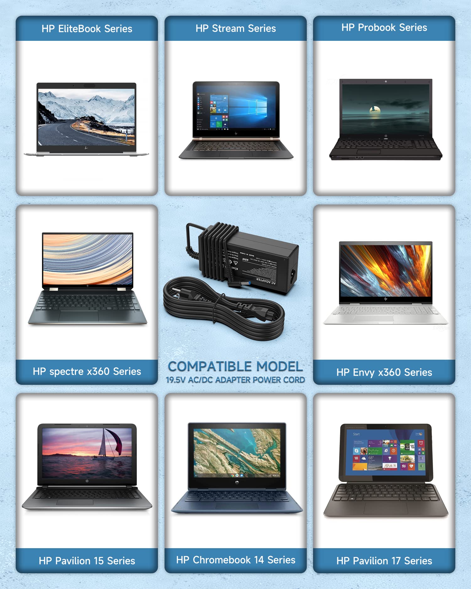 65W/45W Charger For Hp Laptop 17 17 Ak, 17 By, 17 Ca, 17 Cn, 17 Ar, 17 Bs: 17 Ak013Dx, 17 By1053Dx, 17 By0021Dx, 17 By0088Cl, 17 Bs062St, 17 Ca0020Nr, 17 Ar050Wm, 17 Cn0021Nr, 17 Cn0025Nr