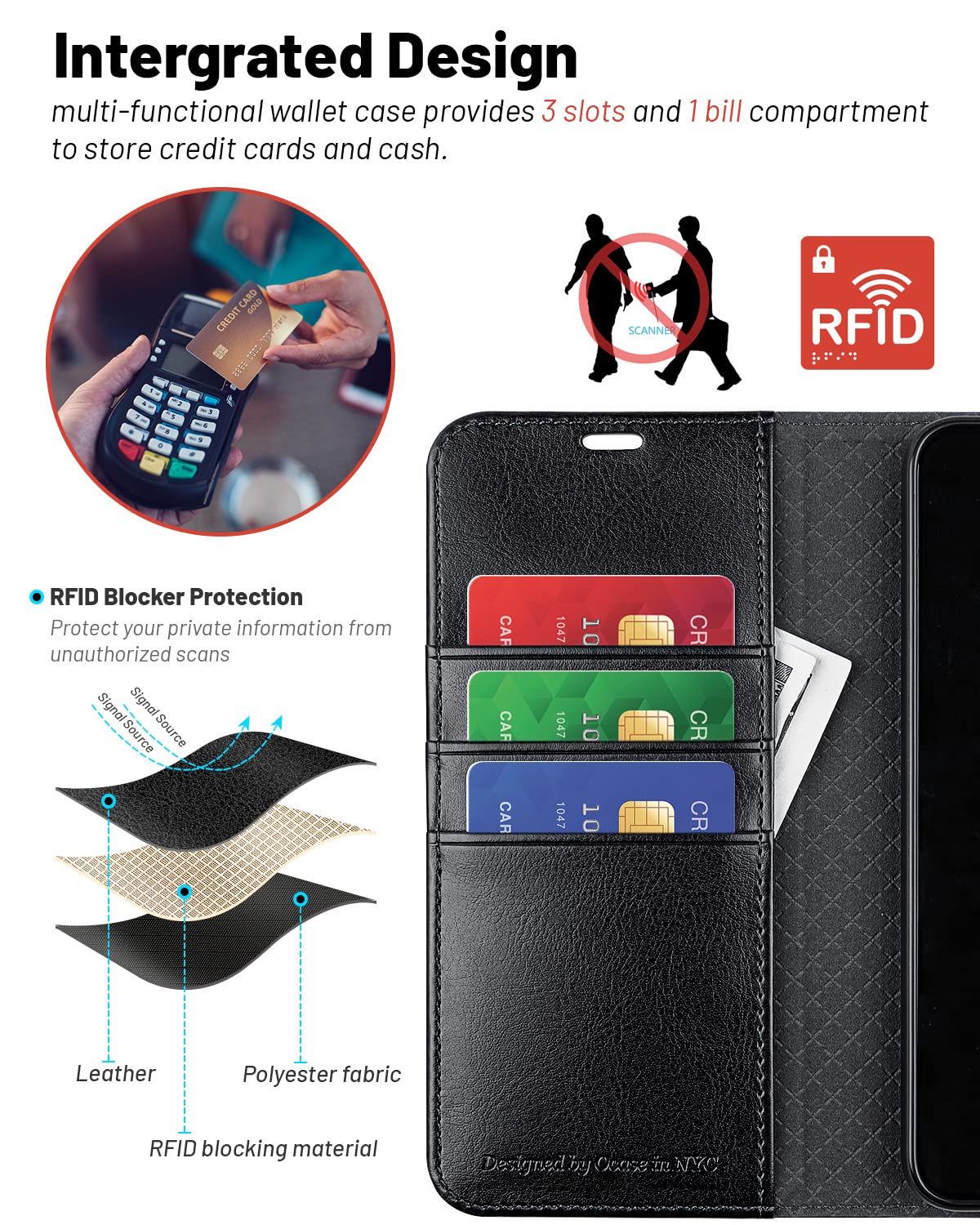 Ocase Compatible With Galaxy S23 Plus 5G Case Wallet, Pu Leather Flip Folio Case With Card Holders Rfid Blocking Kickstand [Shoc