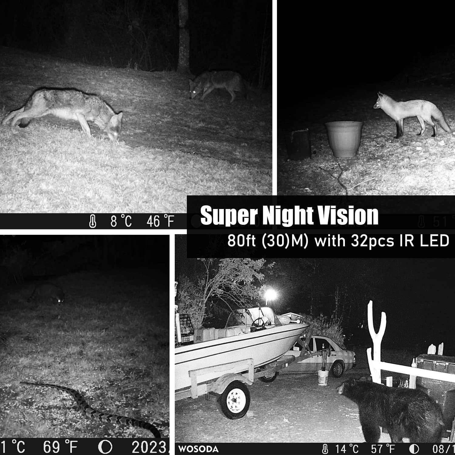 Wosoda 36Mp 1920P Trail Camera, Game Camera With Night Vision Motion Activated 0.2S Trigger Time 120 Wide Sensor Hunting Deer Ca