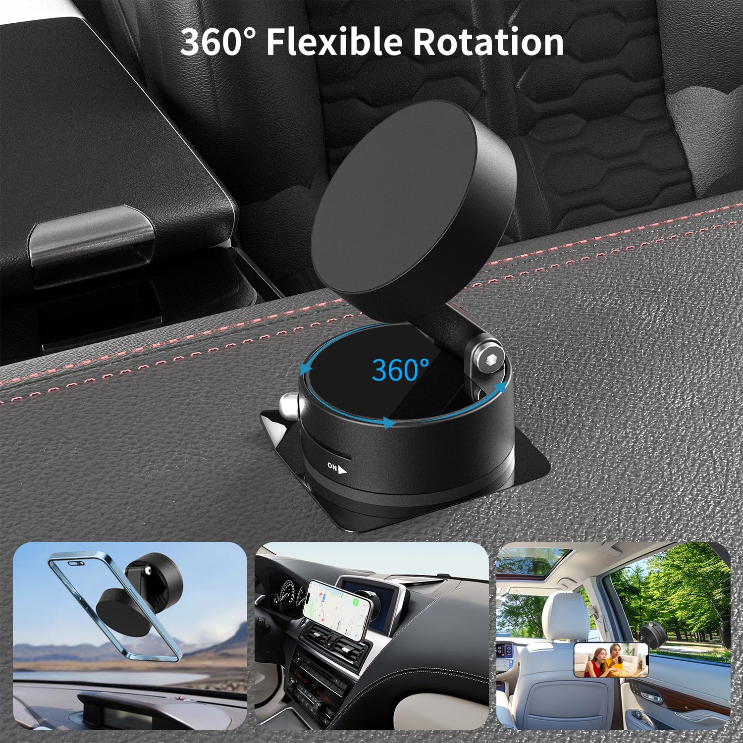Vacuum Magnetic Phone Stand For Car Mount,?360Rotatable?Suction Cup Cell Phone Holder For Women Men Iphone Samsung Huawei?Waterp