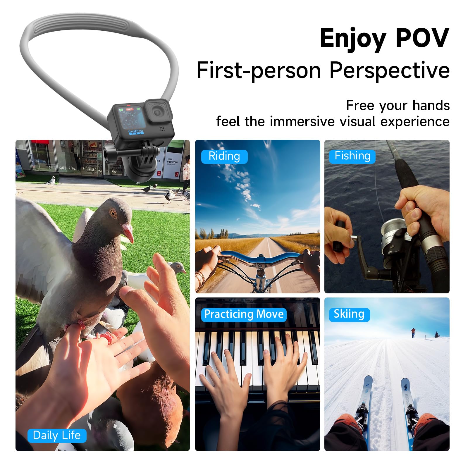 Martvsen Magnetic Neck Holder For Action Camera & Phone, Hands Free Mount For Gopro Dji Insta360 Iphone 16 Android, Neck Camera