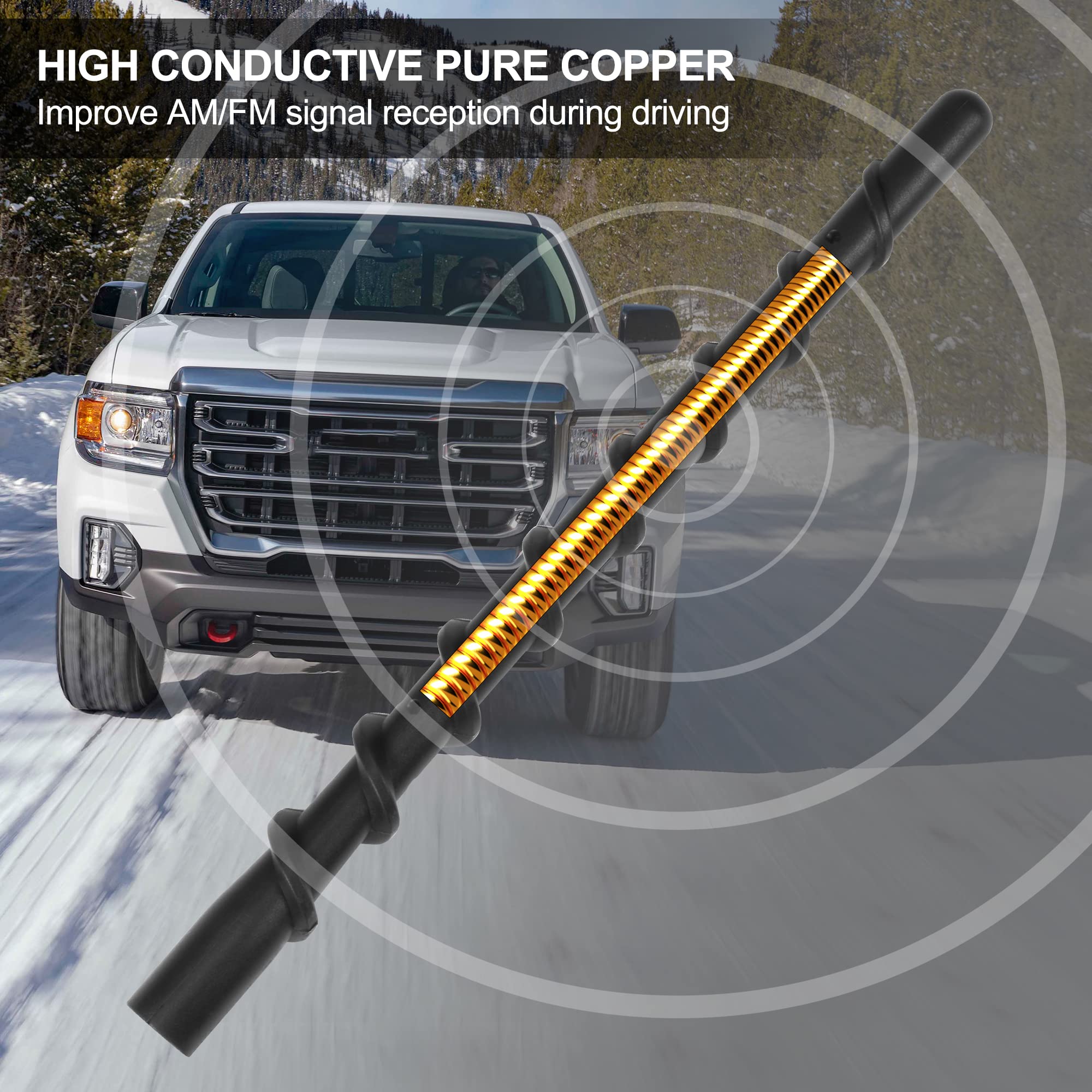 Ksaauto 7'' Spiral Short Car Truck Antenna For Gm Chevy Silverado 1500 2500 3500 Hd Traverse Equinox Gmc Sierra 1500 2500 3500 D