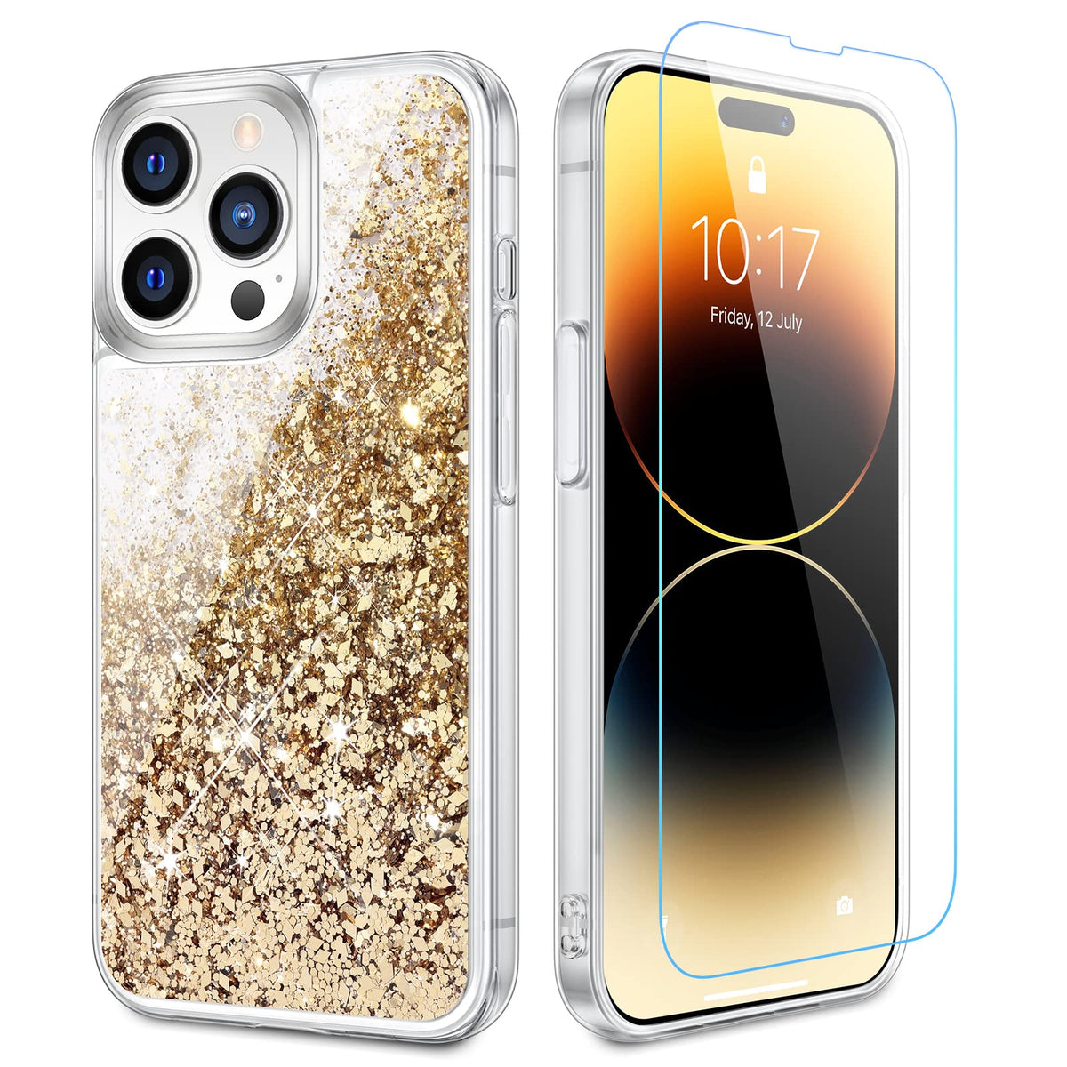 Caka For Iphone 14 Pro Max Case, Iphone 14 Pro Max Phone Case Glitter Bling Sparkle Liquid For Women Girls Flowing Quicksand Cle