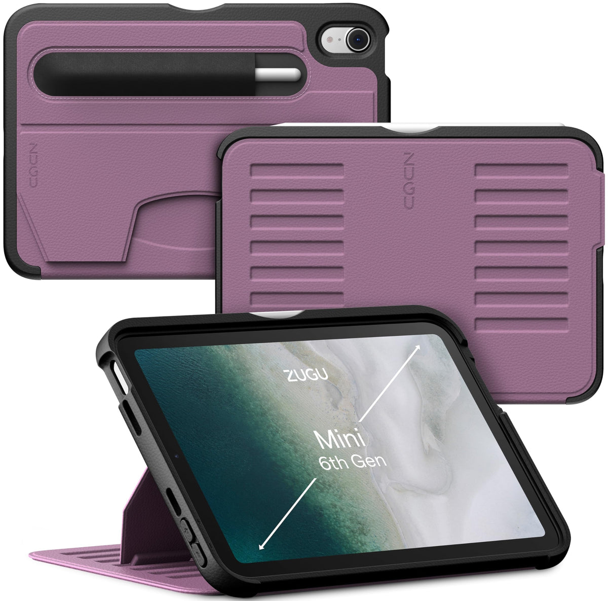 Zugu Case For 2024 Ipad Mini 7 & 2021 Ipad Mini 6, Slim Protective Cover, Apple Pencil Pocket, 5 Ft. Drop Protection, Secure 7 Angle Magnetic Stand, Sleep/Wake Cover (A17 Pro, A2567, A2568, A2569)
