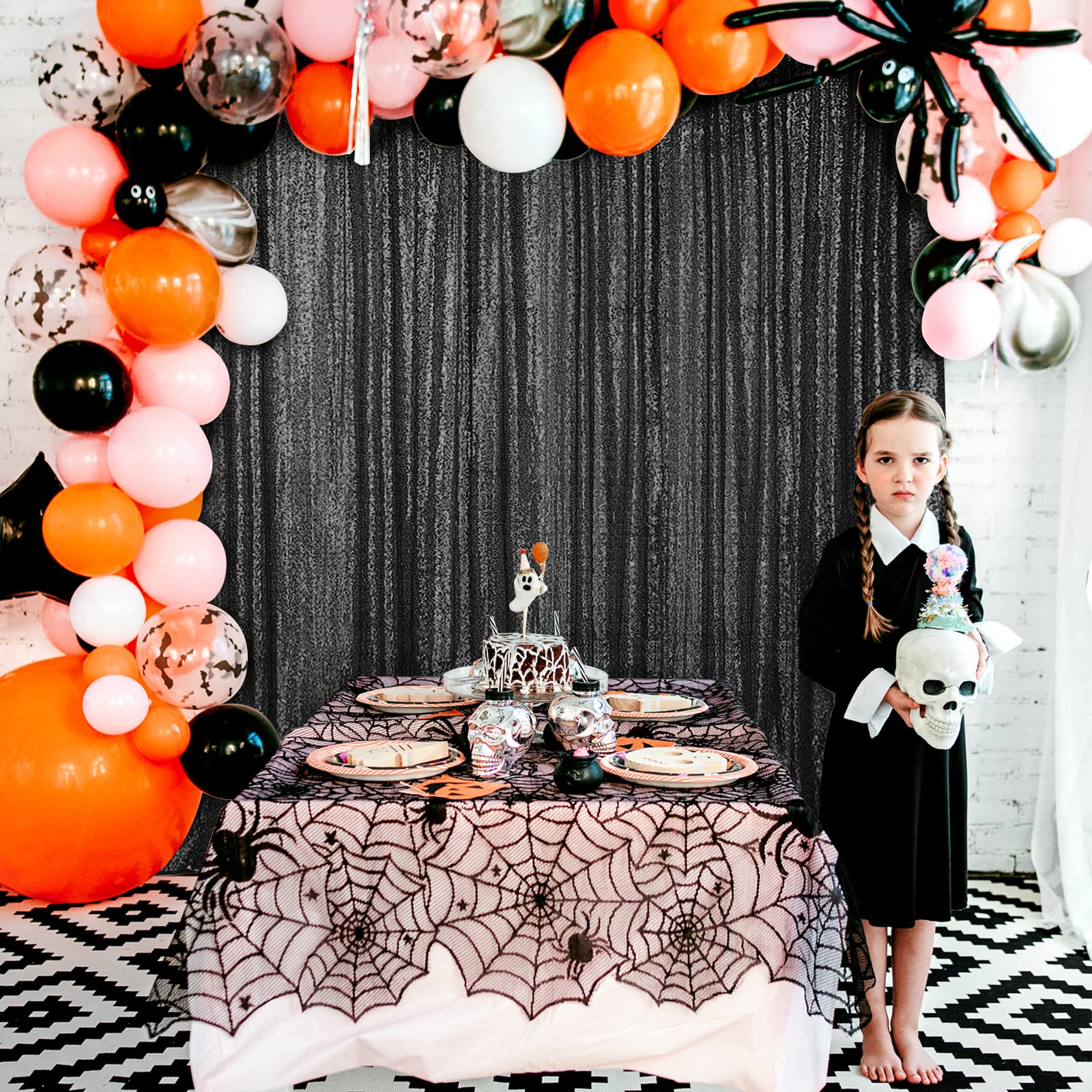 Hahuho Black Sequin Backdrop Curtain, 4Pcs 2Ftx8Ft Glitter Backdrop Curtain For Parties, Christmas, Wedding, Party Decoration(4