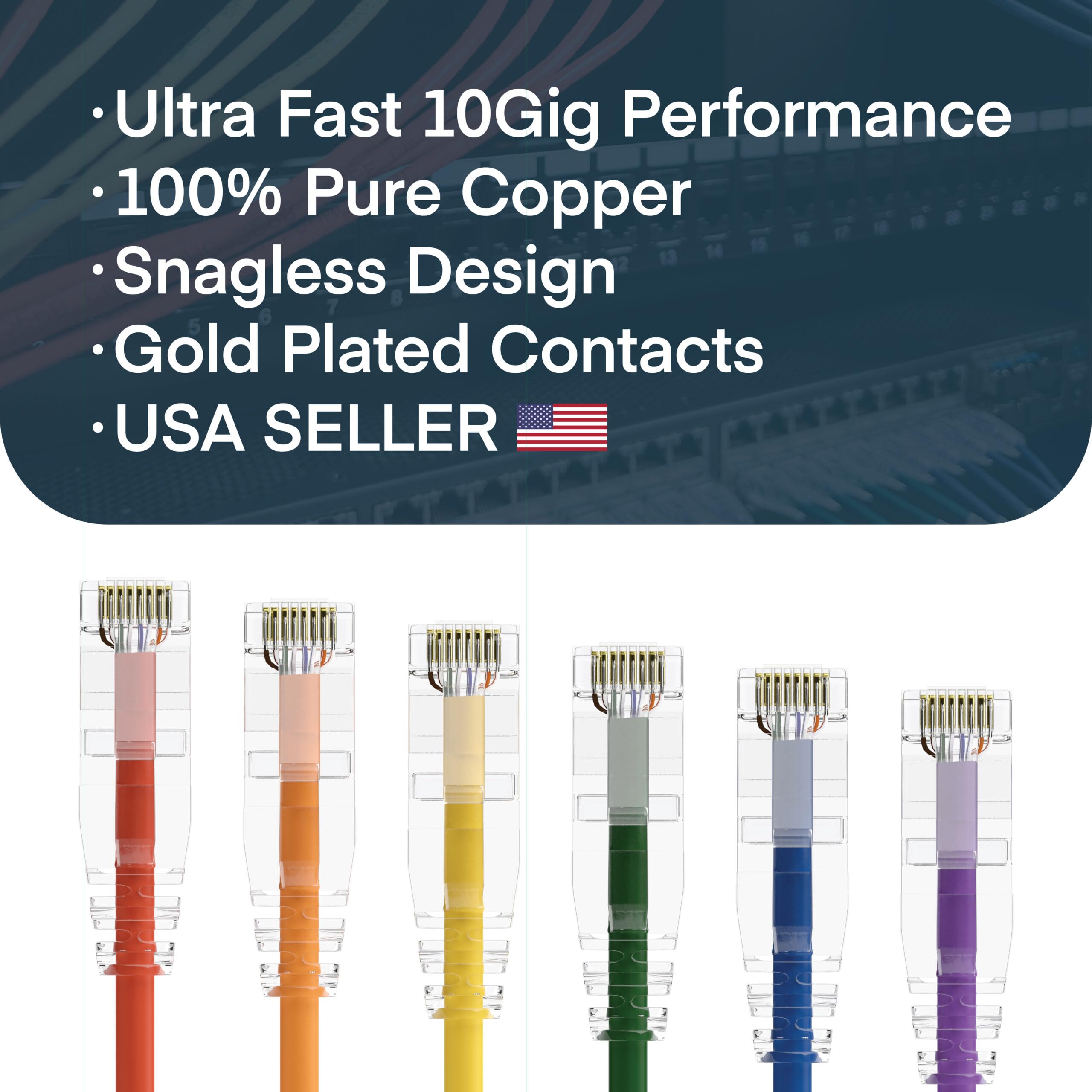 Clearfit Slim 10 Pack   7 Feet Cat6A Slim With 4 8 Inch Hook And Loop Straps, 28Awg Ethernet Patch Cable, Network Cable, Clear B