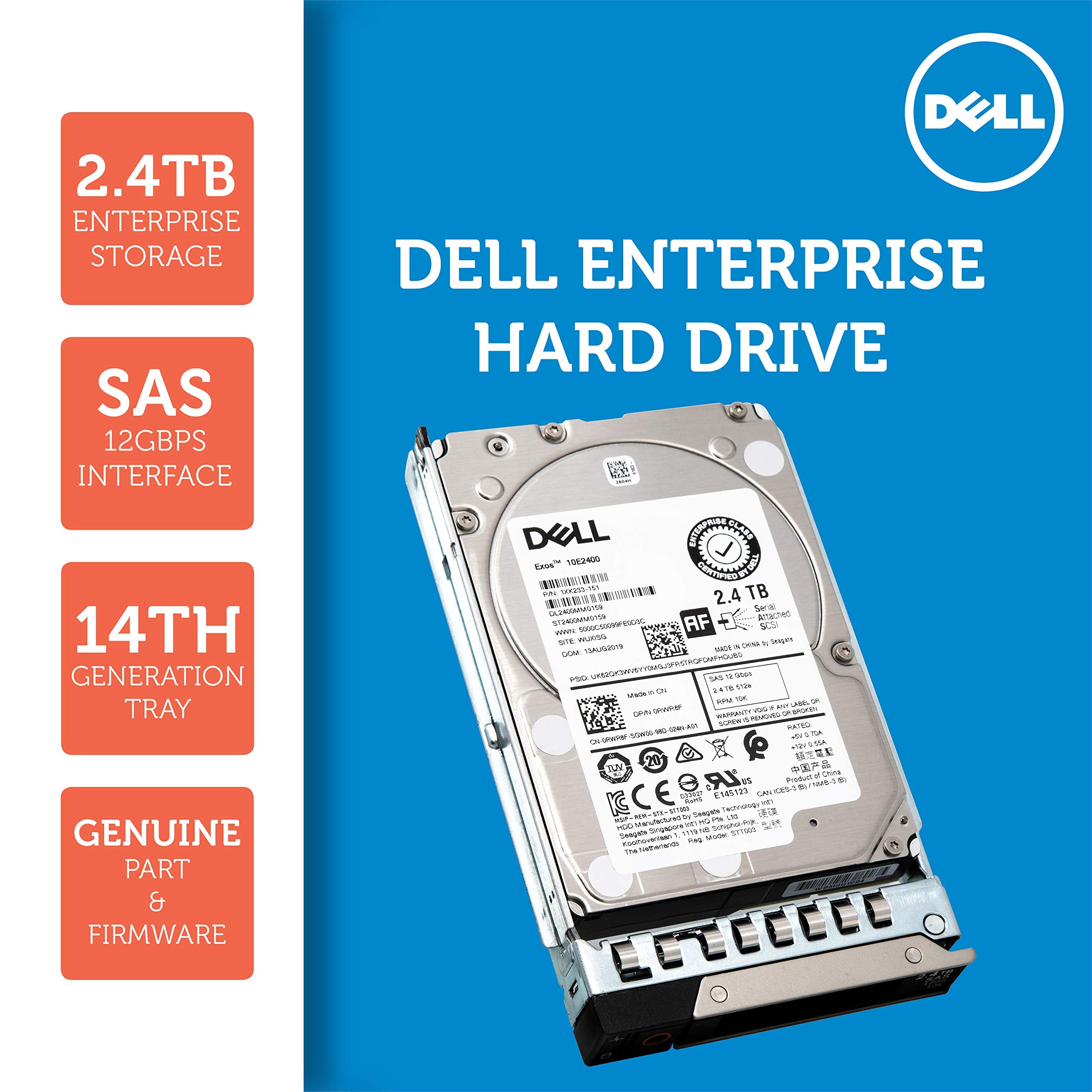Dell 401 Abhq 2.4Tb 10K Sas 2.5 Inch Poweredge Enterprise Hard Drive In 14G Tray Bundle With Compatily Screwdriver Compatible Wi