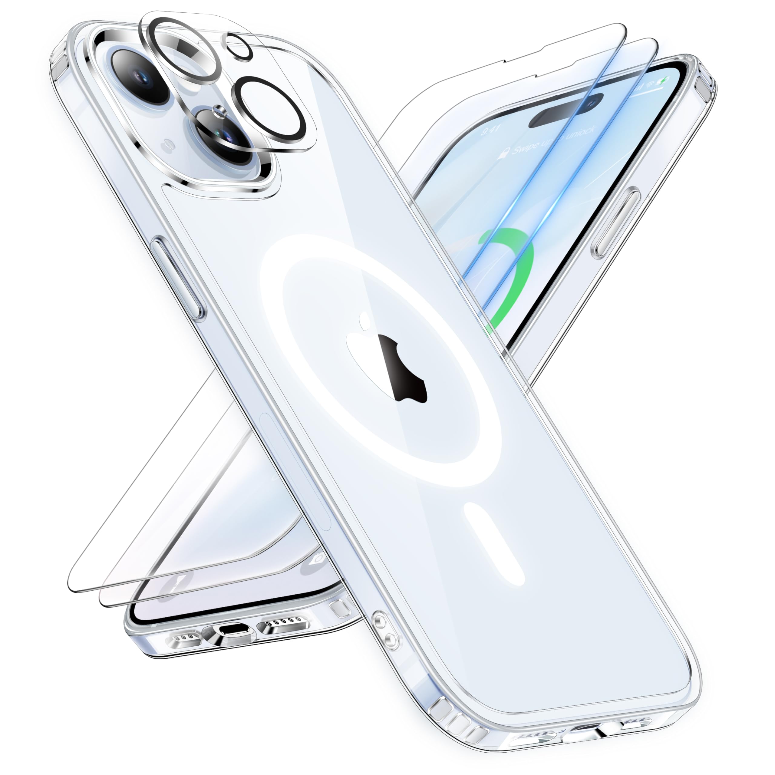 ORETECH Magnetic for iPhone 15 Plus Case, [Compatible with MagSafe] [2 Pcs Screen Protectors] [15 FT Drop Protection] Transparen