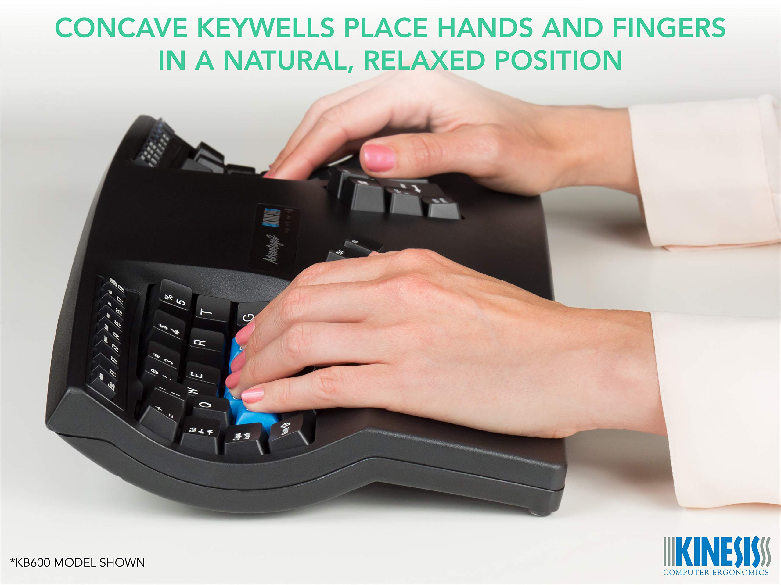 KINESIS Advantage2 Ergonomic USB Keyboard KB600LFQ - Quiet, Black, Aluminum/Steel