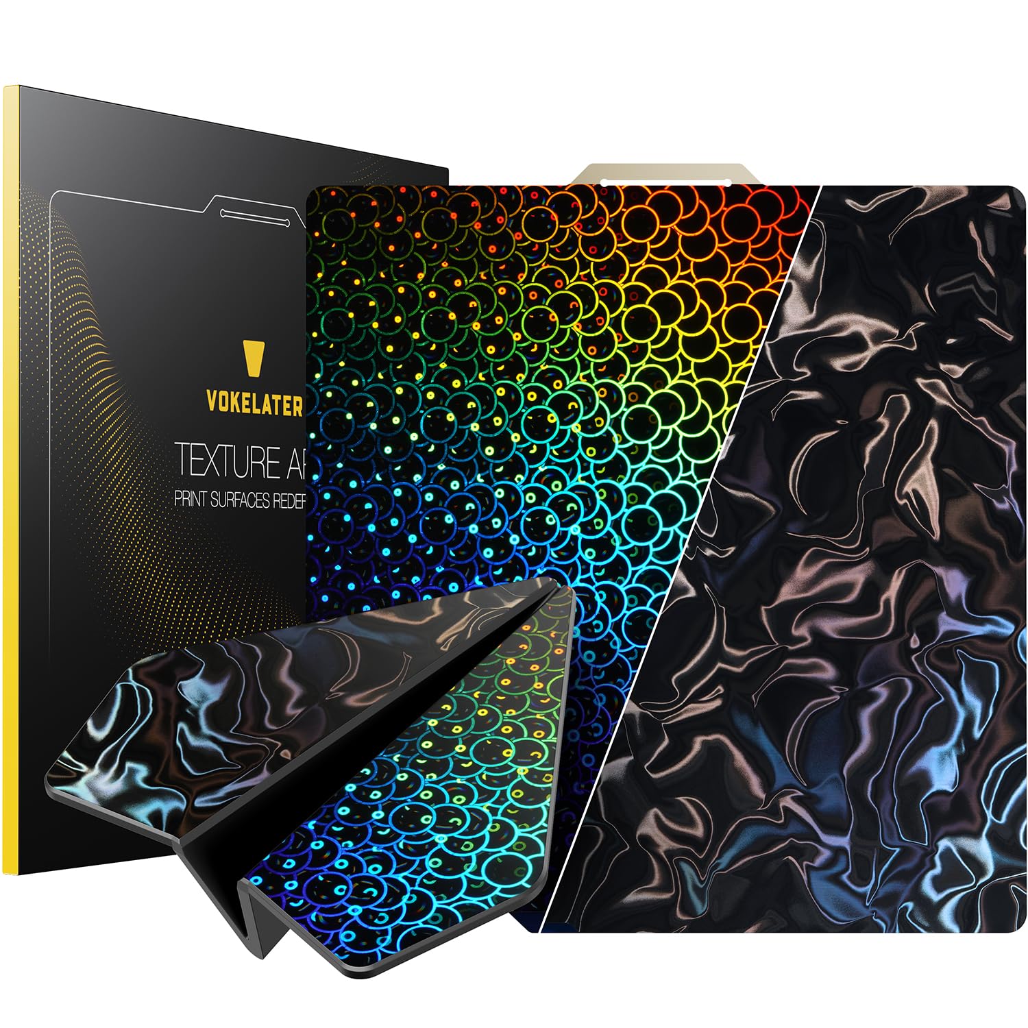 Vokelater 3D Printer Build Plate Pey Sheet For Bambu Lab X1/X1C/X1E/P1P/P1S/A1, Water Ripple + Kaleidoscope Dual Texture 257X257