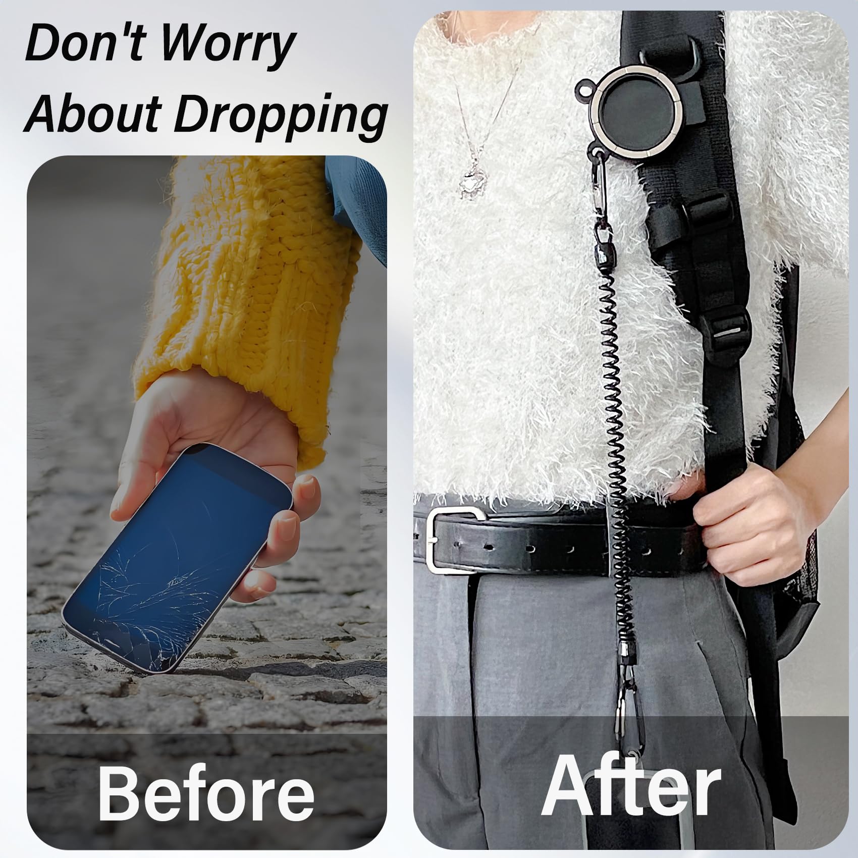 Ccsamll Magnetic Phone Belt Clip Holder With Anti Theft Phone Chain, Detachable Holster Belt Clip For Hiking Travel Outdoor Clim