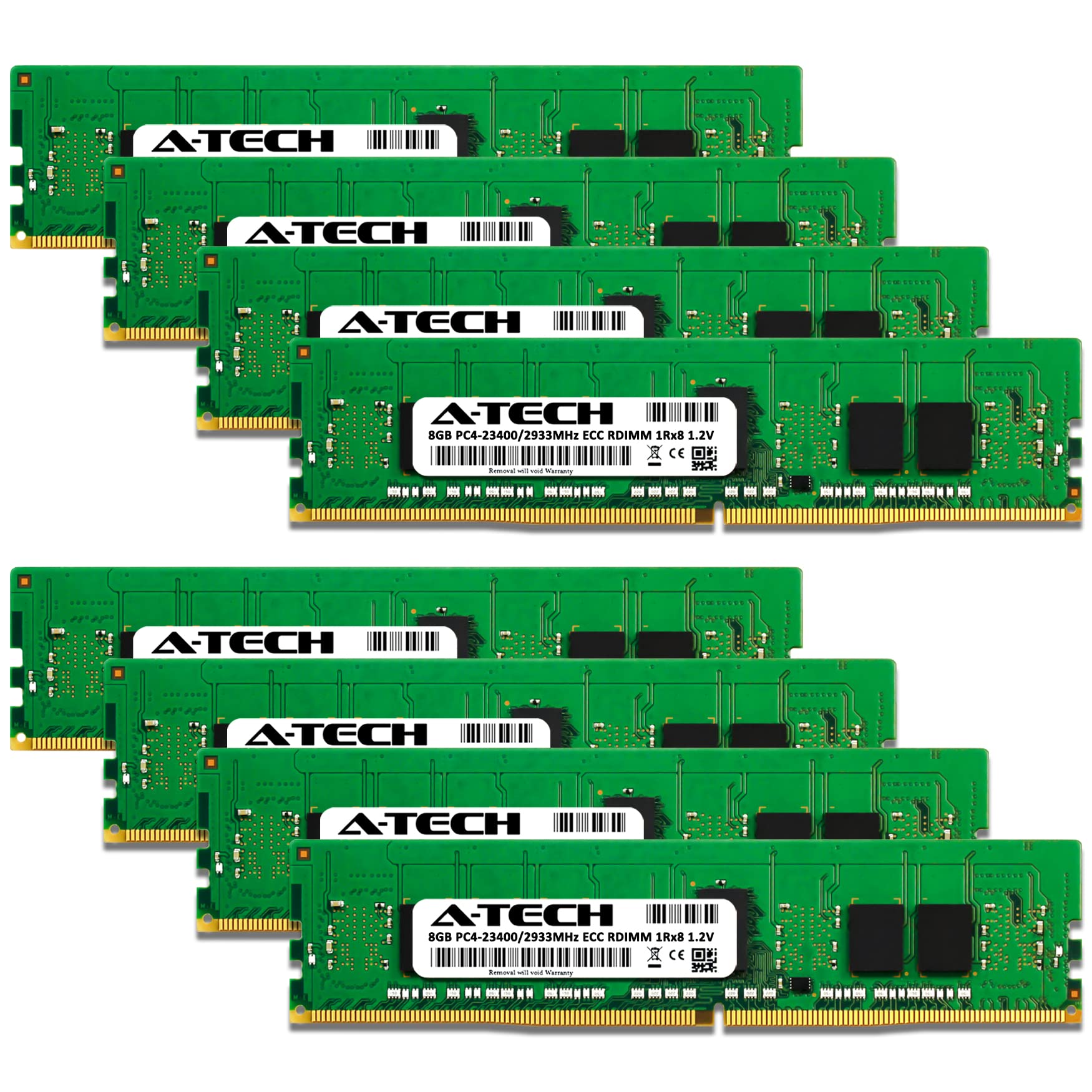 A Tech 64Gb Kit (8X8Gb) Ddr4 2933Mhz Pc4 23400 Ecc Rdimm 1Rx8 1.2V Single Rank Ecc Registered Dimm 288 Pin Server & Workstation